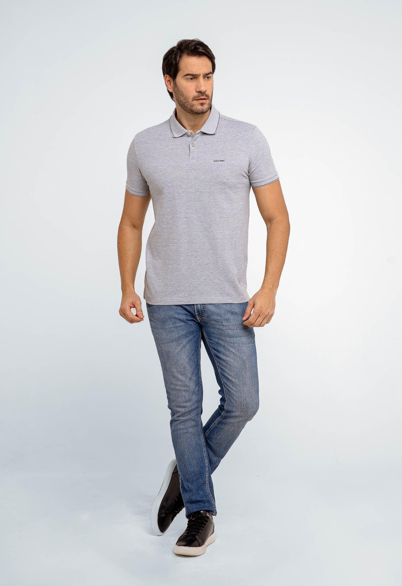 Polo Masculina Slim Fit Basica Calvin Klein Com Friso - Henri Store