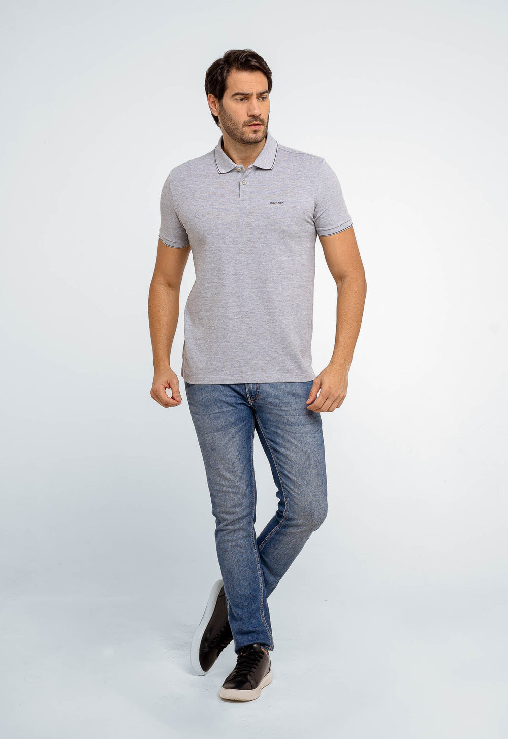 Polo Masculina Slim Fit Basica Calvin Klein Com Friso - Henri Store