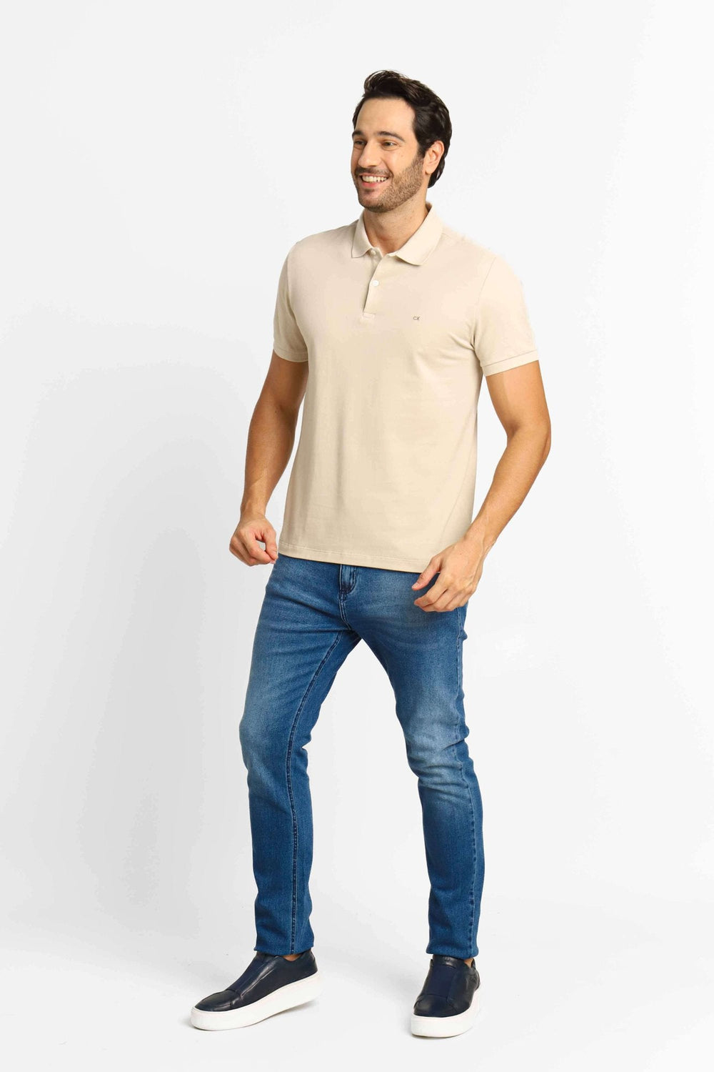 Polo Masculina Slim Fit Calvin Klein Areia - Henri Store