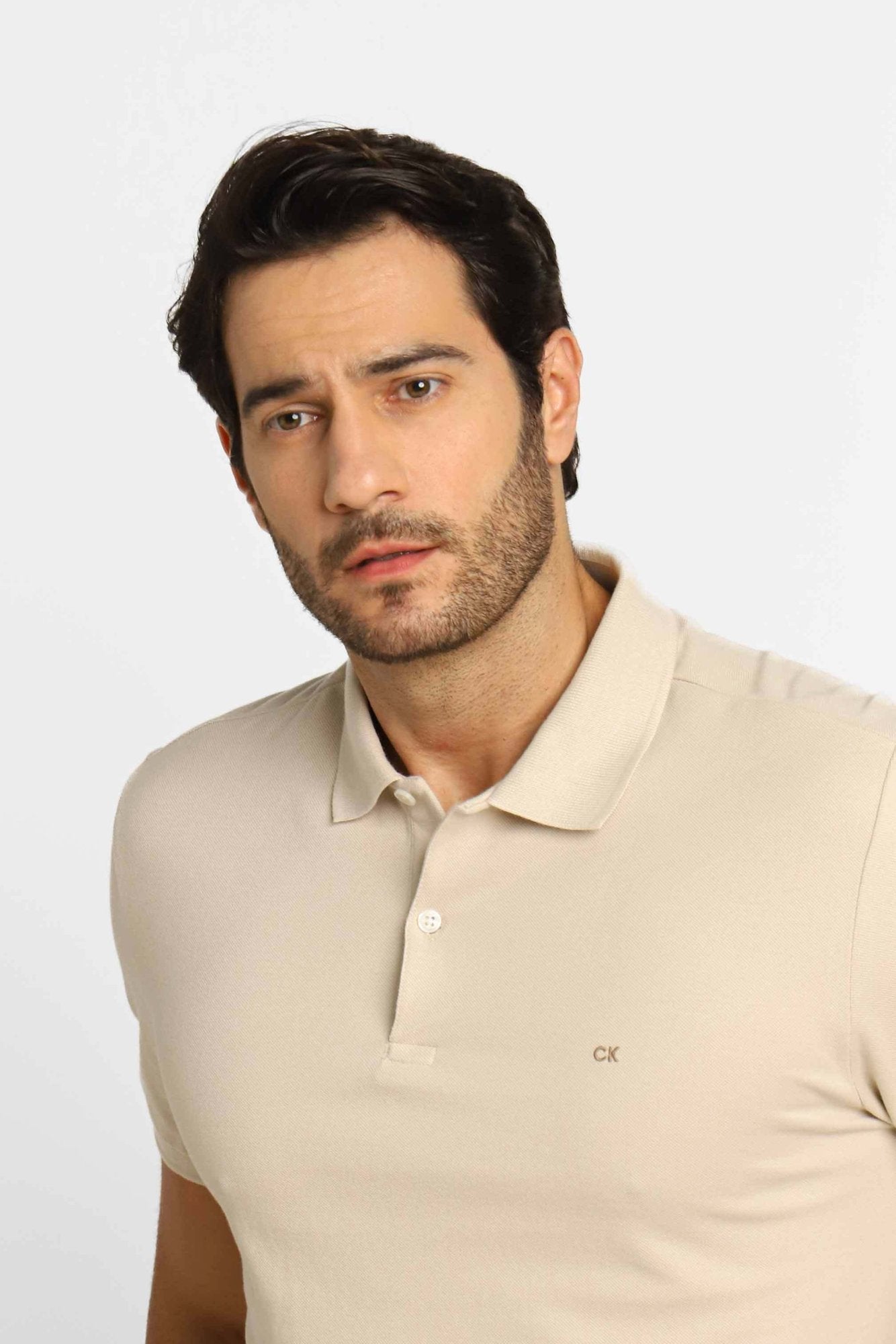 Polo Masculina Slim Fit Calvin Klein Areia - Henri Store