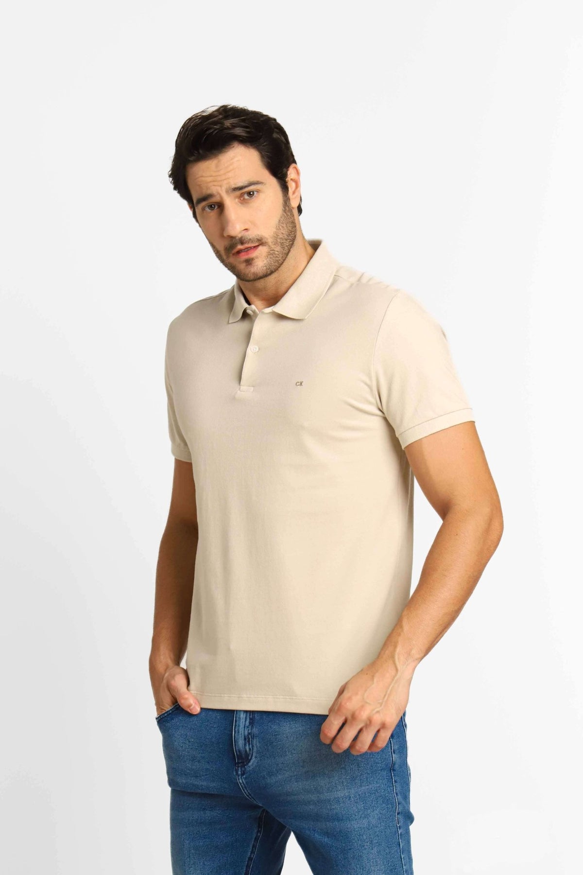 Polo Masculina Slim Fit Calvin Klein Areia - Henri Store