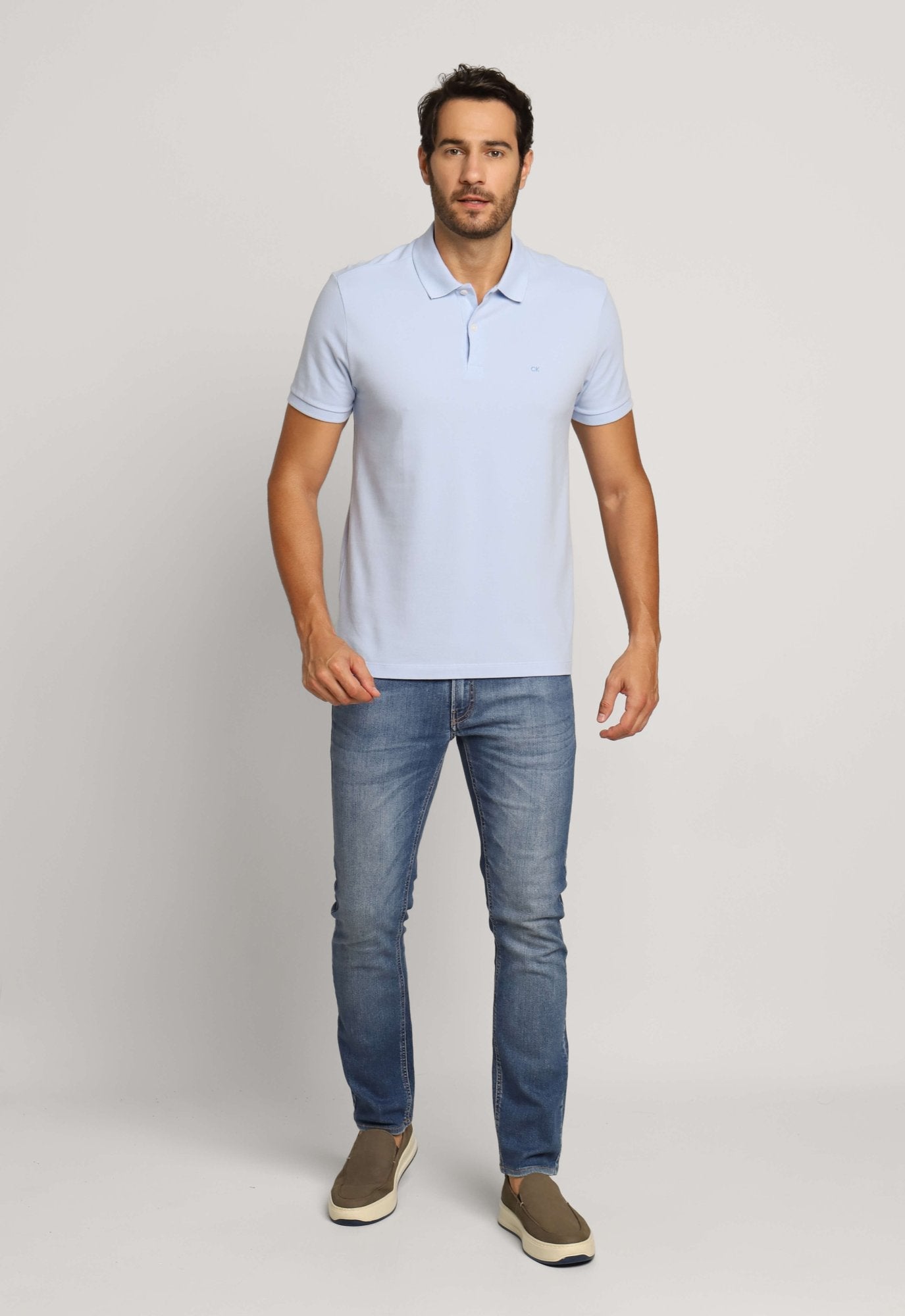 Polo Masculina Slim Fit Calvin Klein Azul Claro - Henri Store