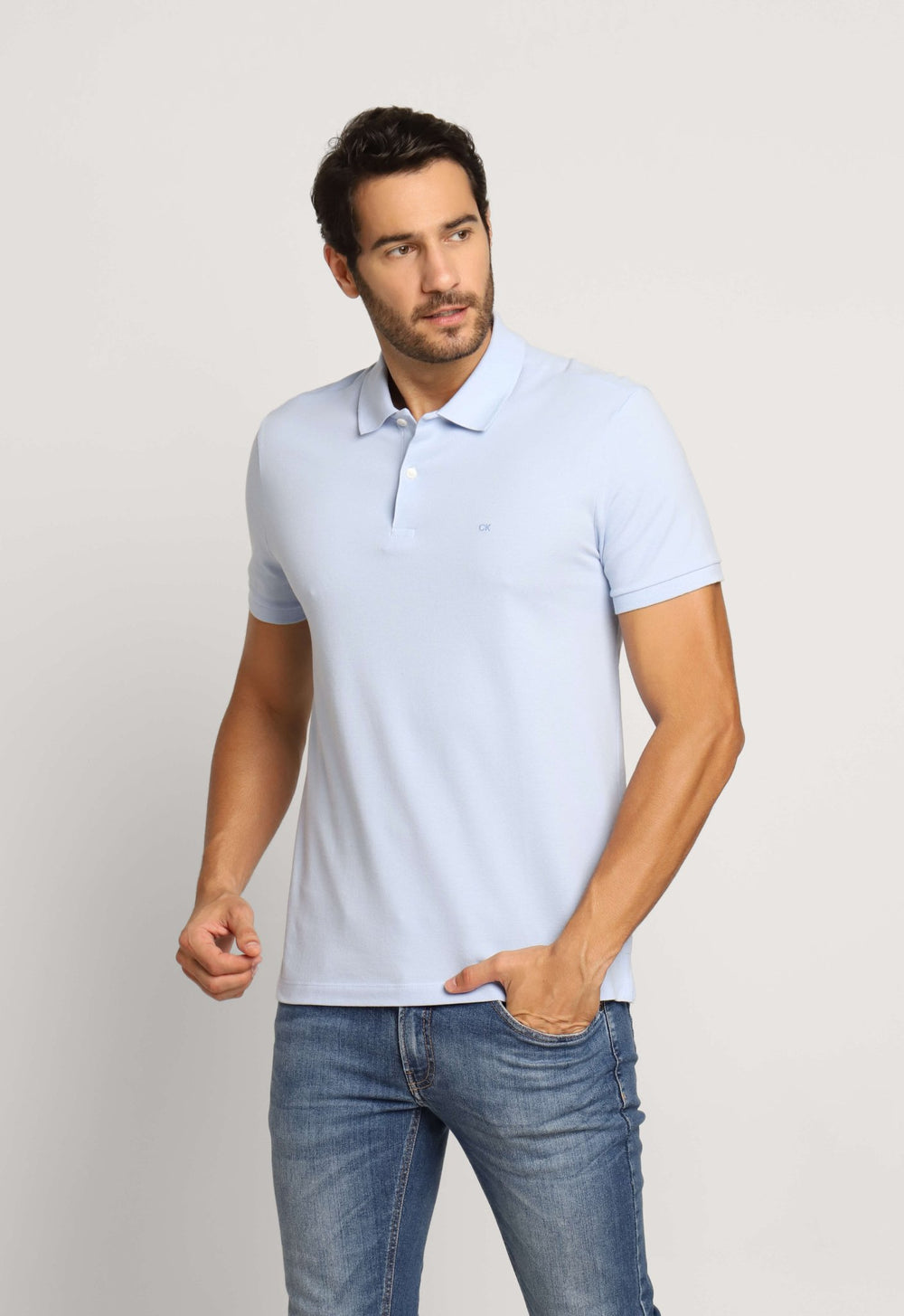 Polo Masculina Slim Fit Calvin Klein Azul Claro - Henri Store