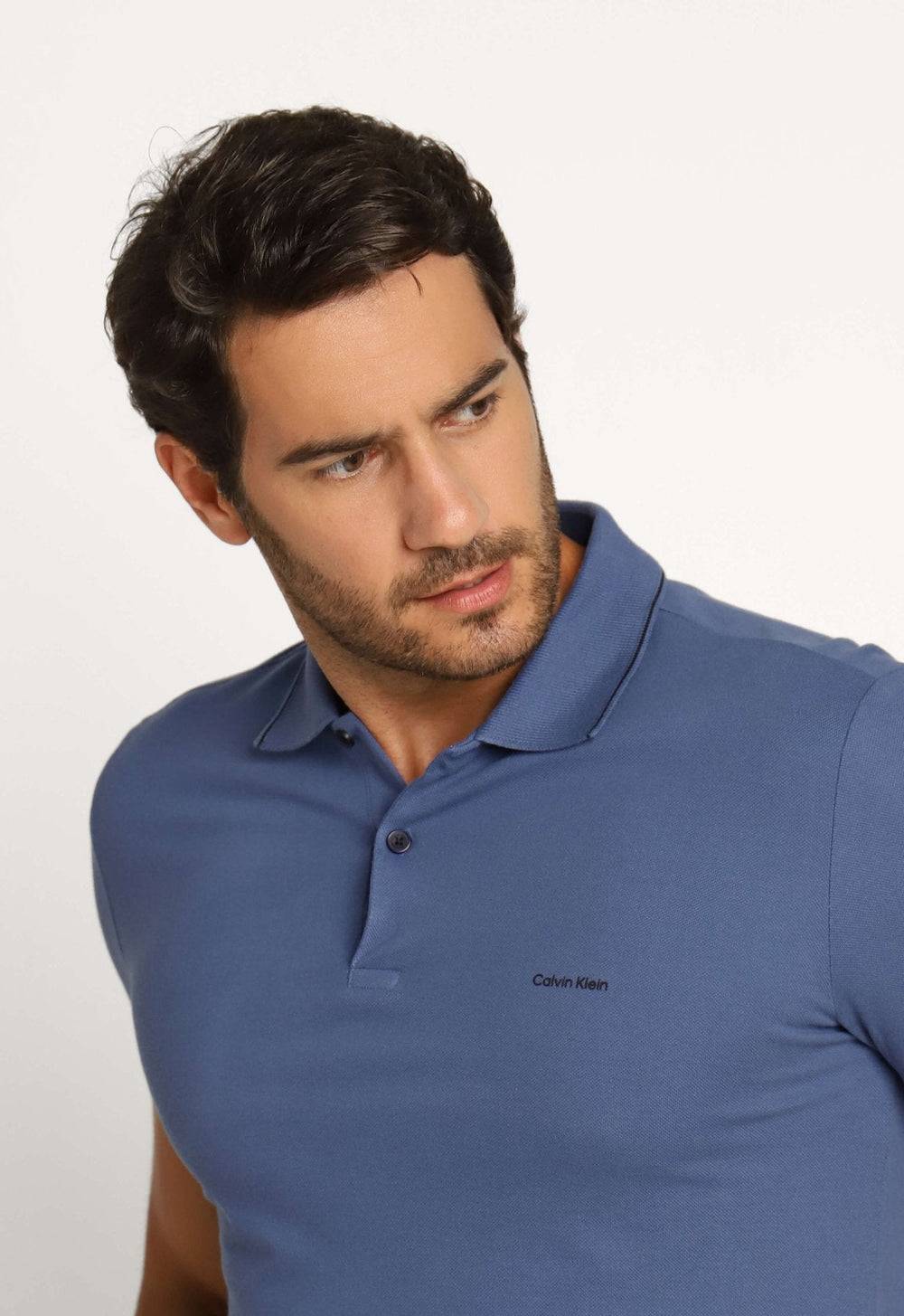 Polo Masculina Slim Fit Calvin Klein com Friso Azul - Henri Store