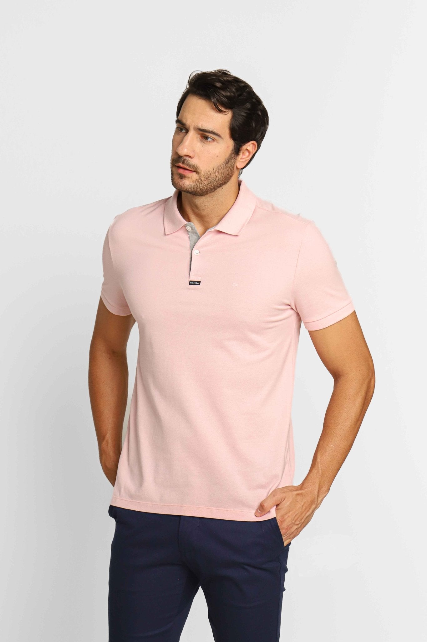 Polo Masculina Slim Fit Calvin Klein com Logo Termocolante Rosa Claro - Henri Store