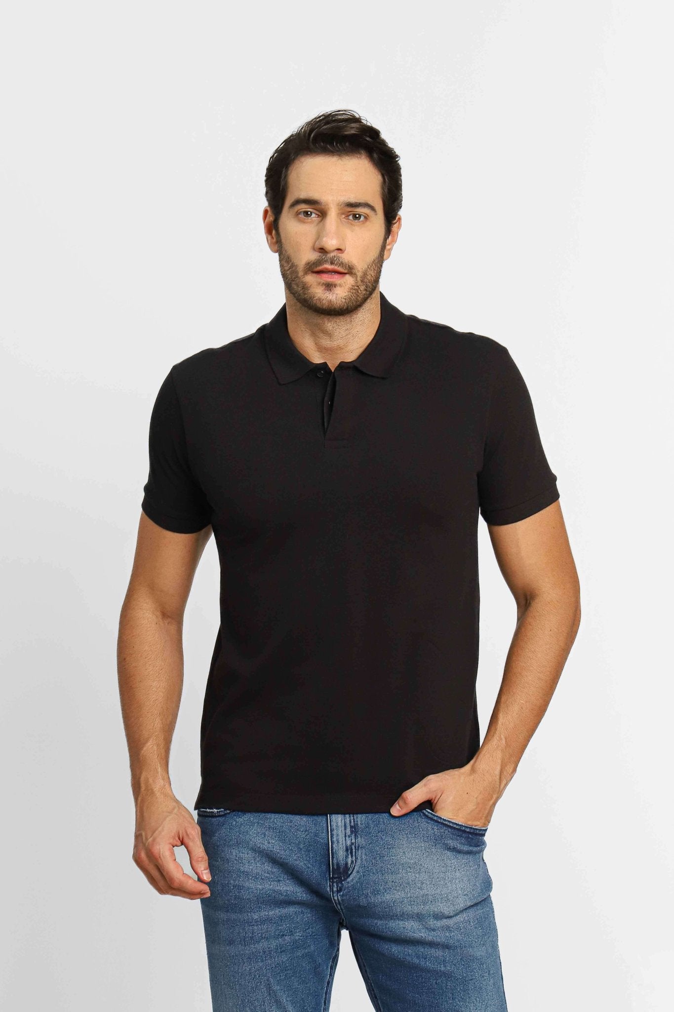 Polo Masculina Slim Fit Calvin Klein Debossed Preto - Henri Store