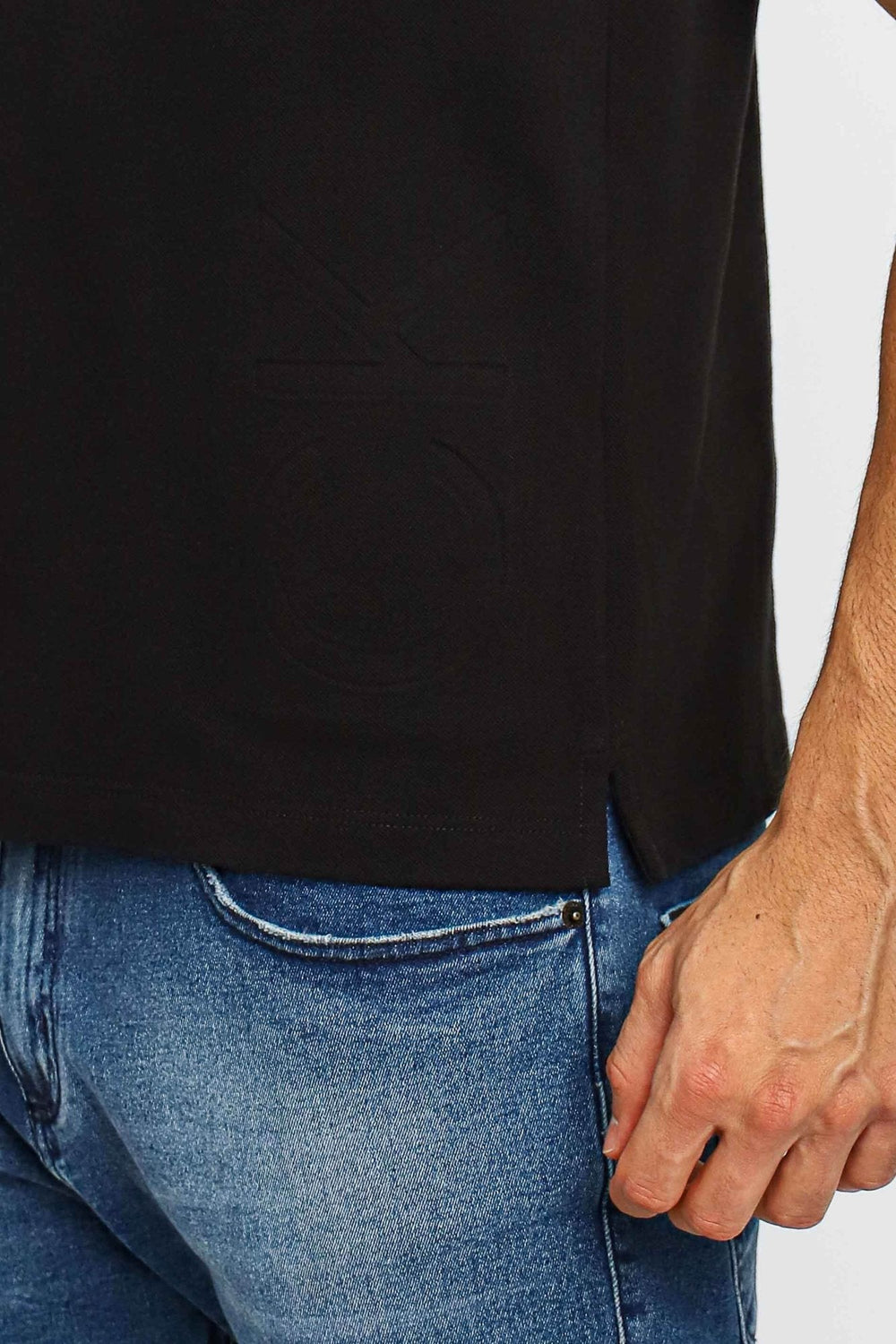 Polo Masculina Slim Fit Calvin Klein Debossed Preto - Henri Store