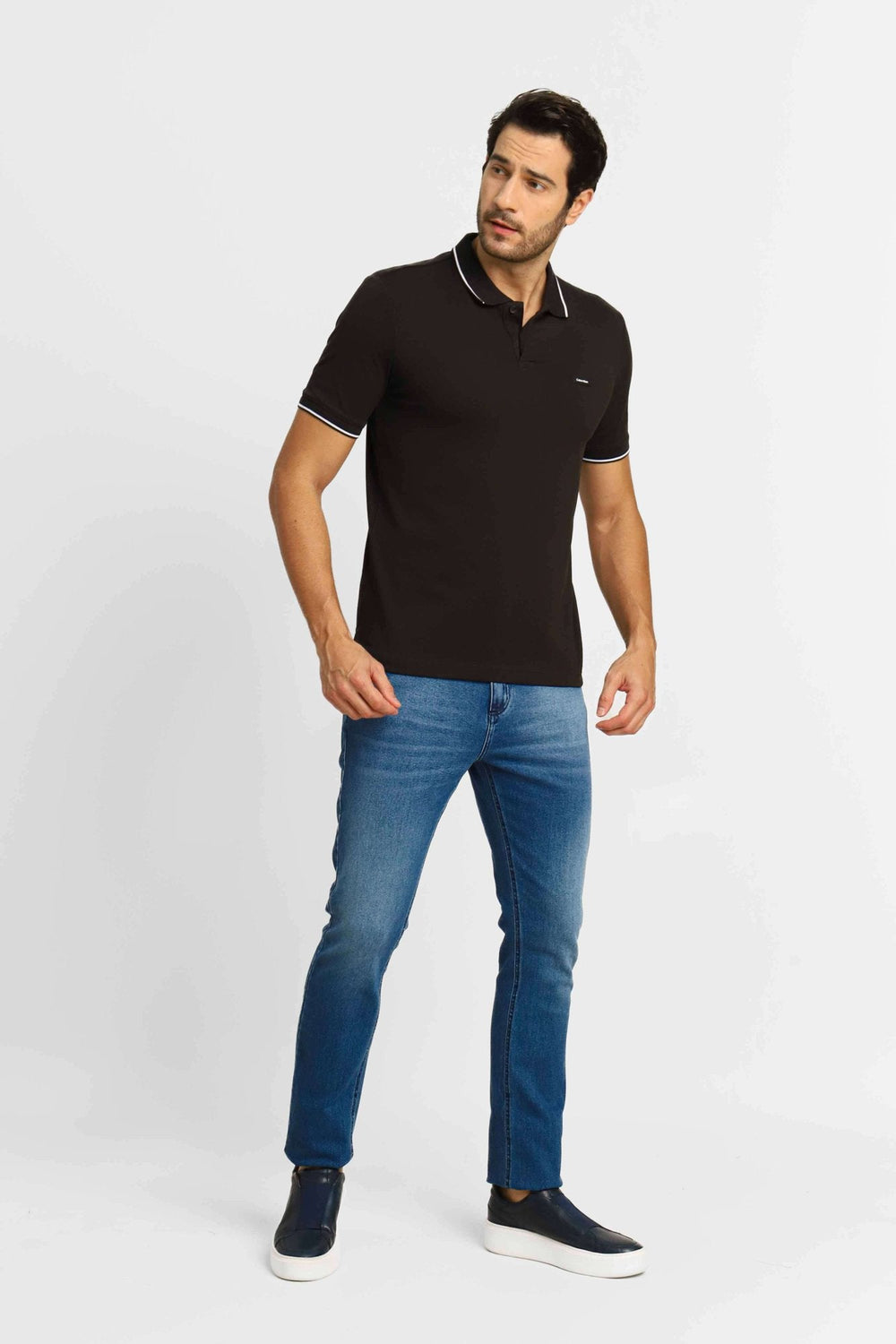 Polo Masculina Slim Fit Calvin Klein em Piquet Preto - Henri Store