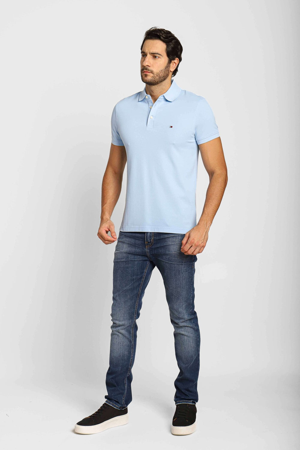 Polo Masculina Slim Fit Tommy Hilfiger Azul Claro - Henri Store