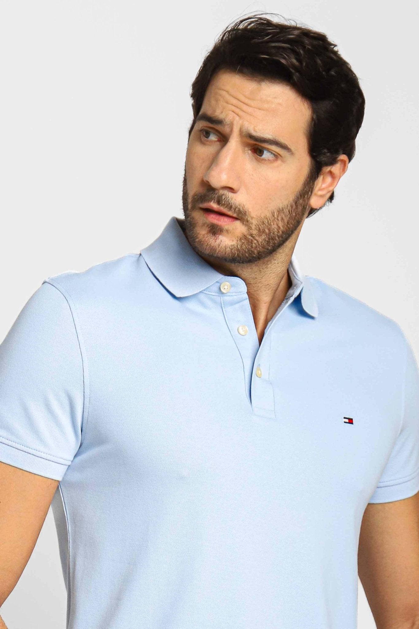 Polo Masculina Slim Fit Tommy Hilfiger Azul Claro - Henri Store