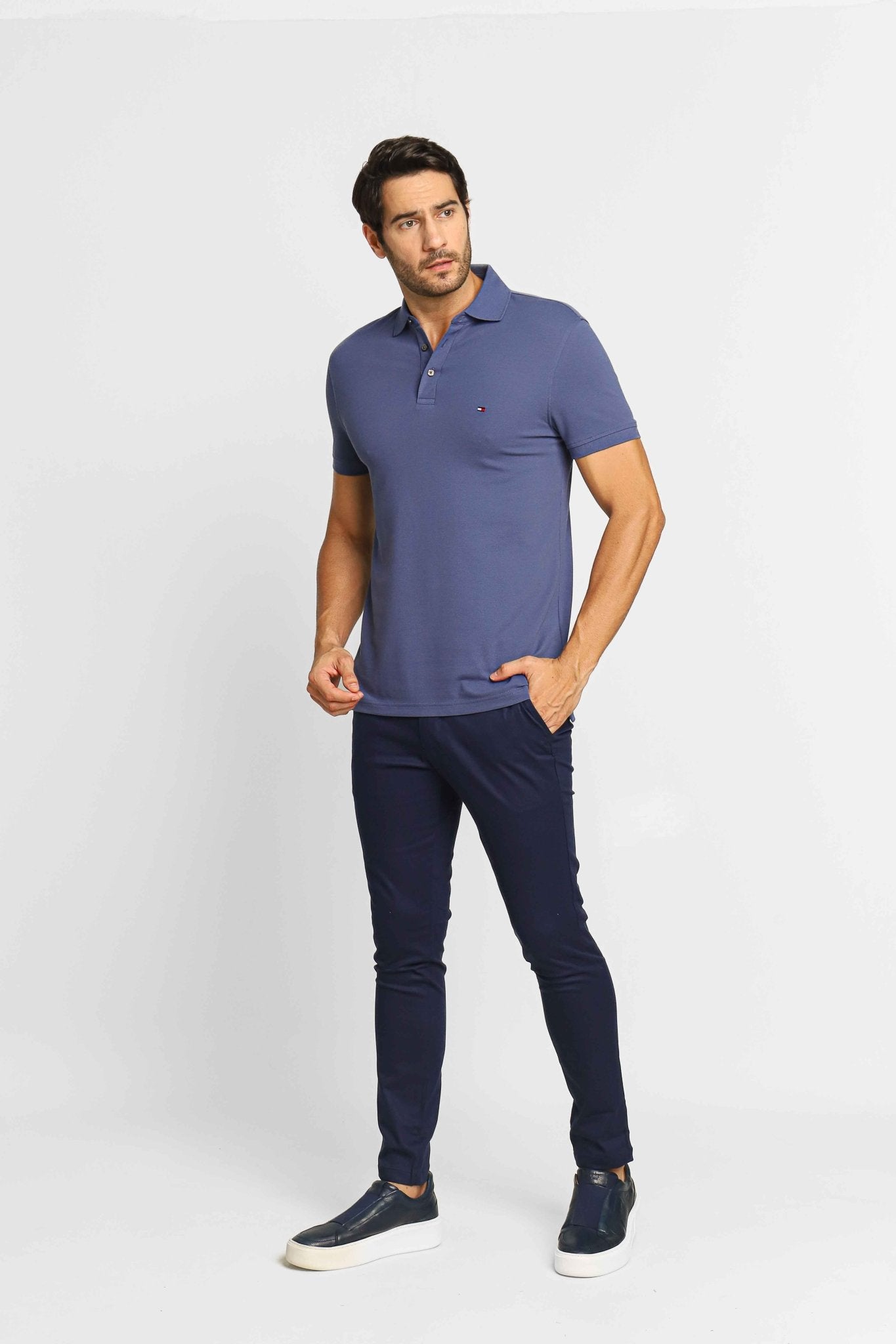 Polo Masculina Slim Fit Tommy Hilfiger Azul Índigo - Henri Store