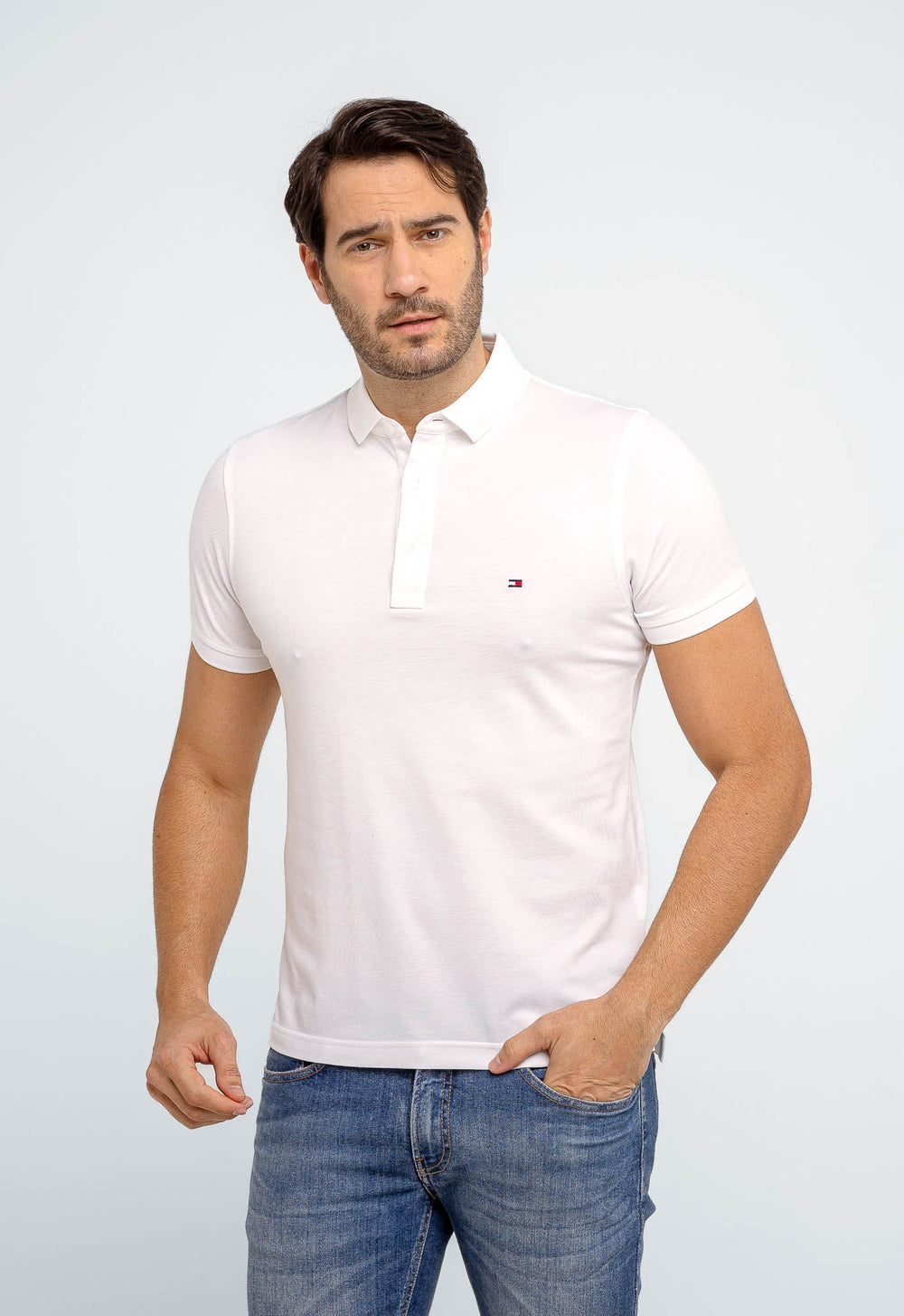 Polo Masculina Slim Fit Tommy Hilfiger Core Branco - Henri Store