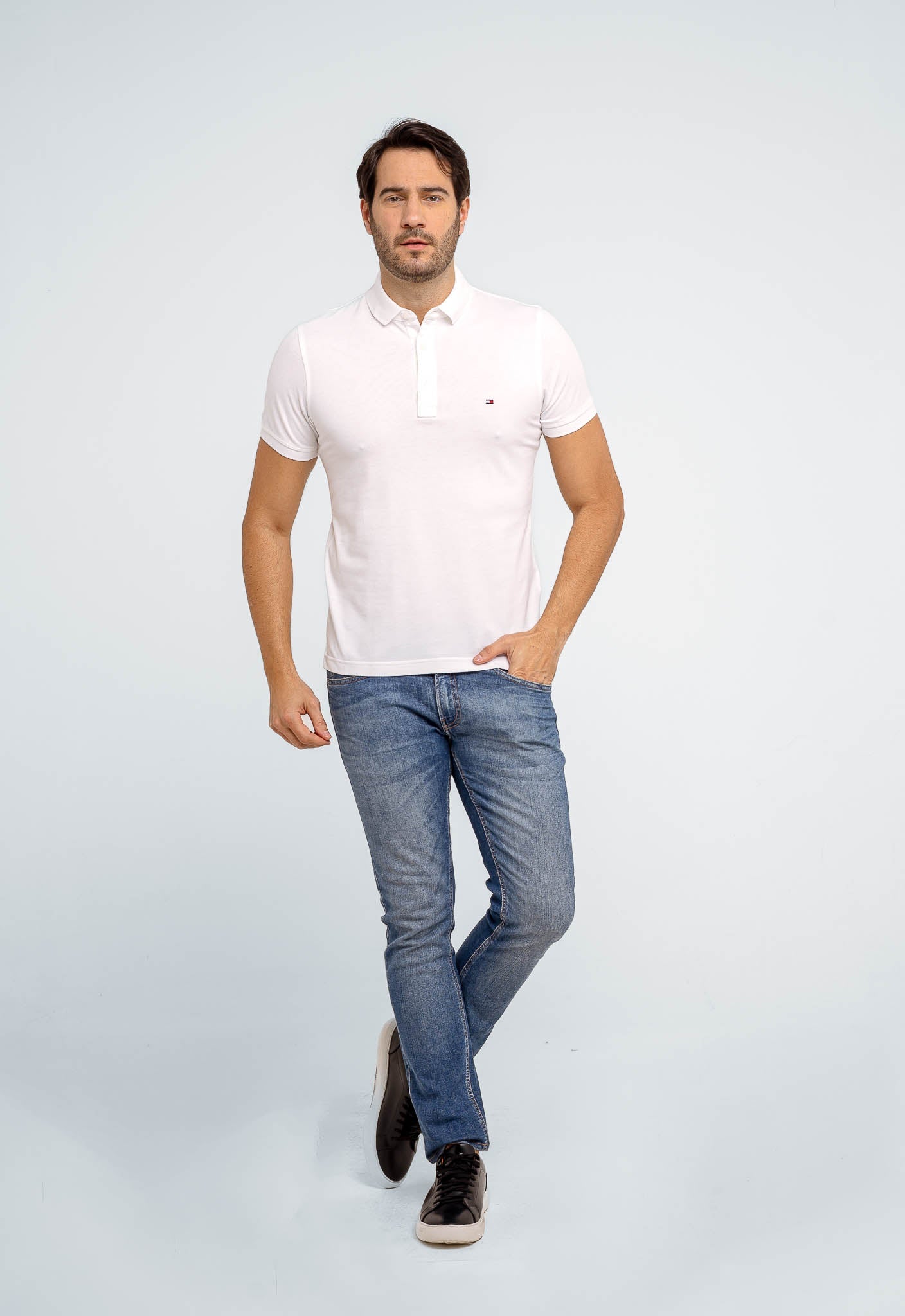 Polo Masculina Slim Fit Tommy Hilfiger Core Branco - Henri Store