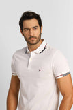 Polo Masculina Slim Fit Tommy Hilfiger Cuff Branco - Henri Store