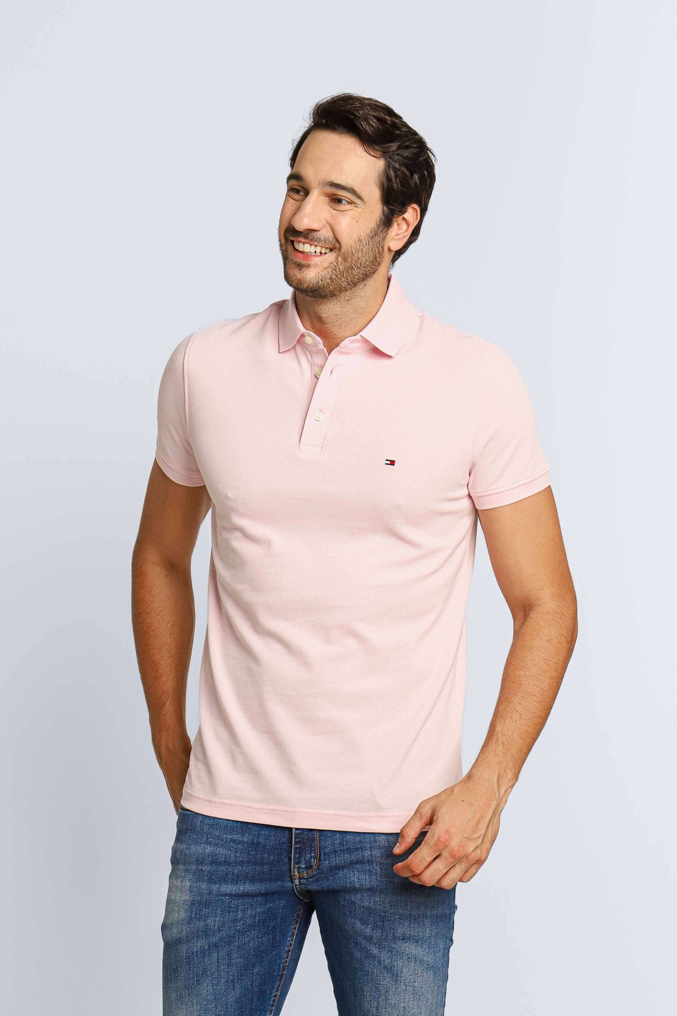 Polo Masculina Slim Fit Tommy Hilfiger Rosa Claro - Henri Store