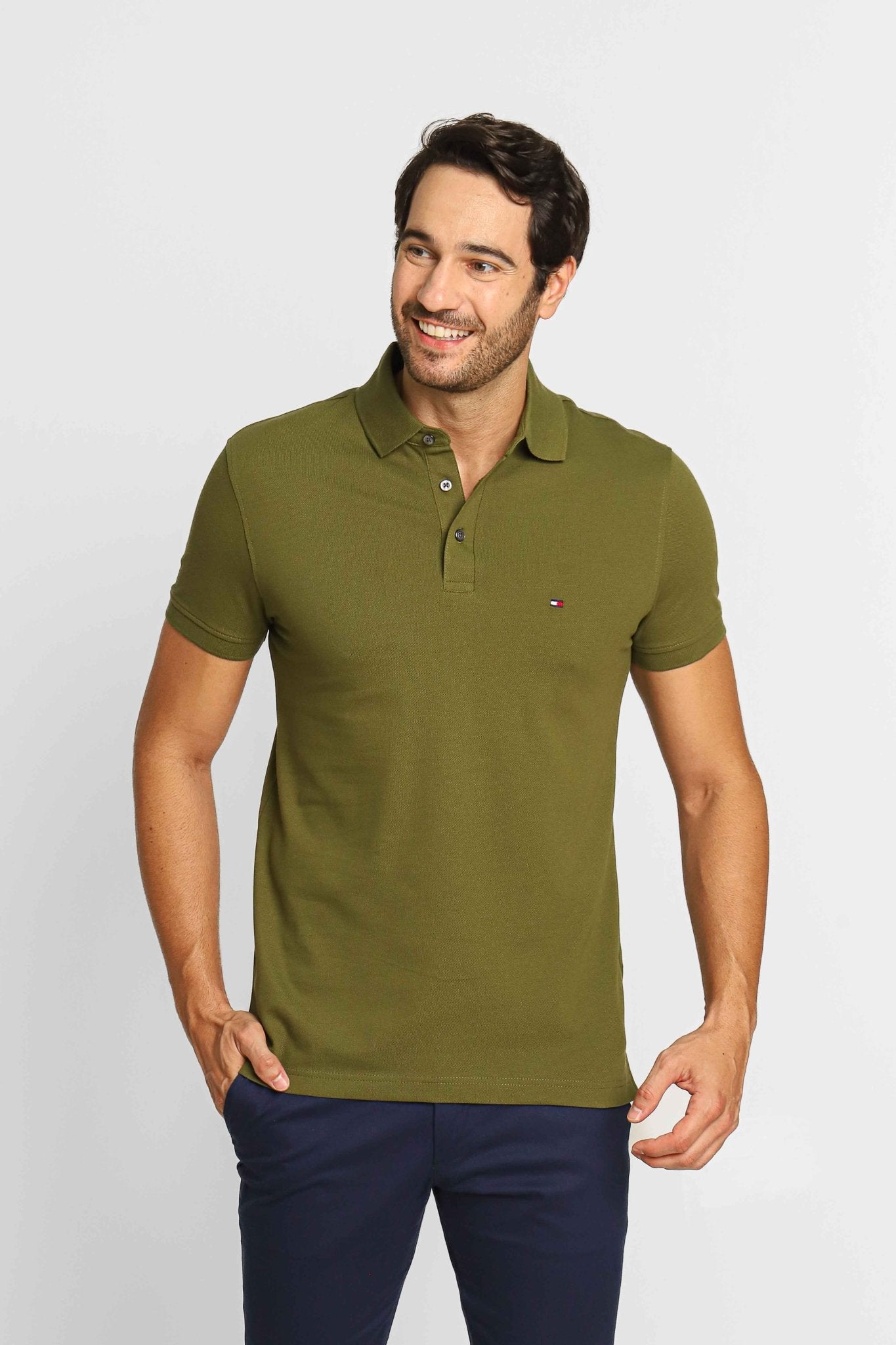 Polo Masculina Slim Fit Tommy Hilfiger Verde Militar - Henri Store