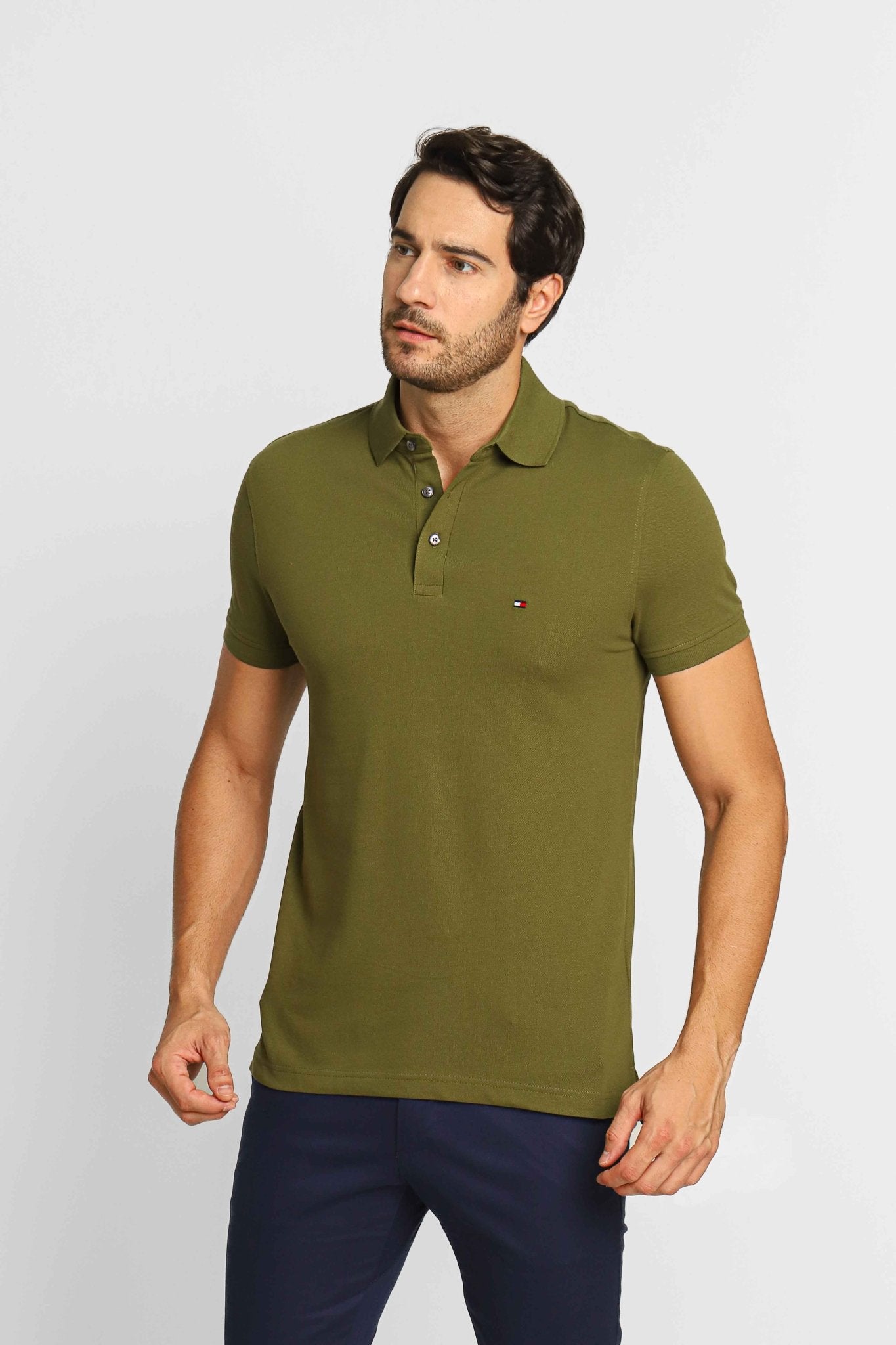 Polo Masculina Slim Fit Tommy Hilfiger Verde Militar - Henri Store