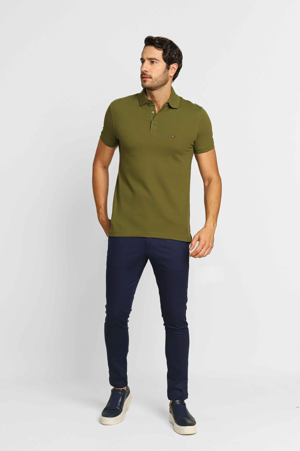 Polo Masculina Slim Fit Tommy Hilfiger Verde Militar - Henri Store