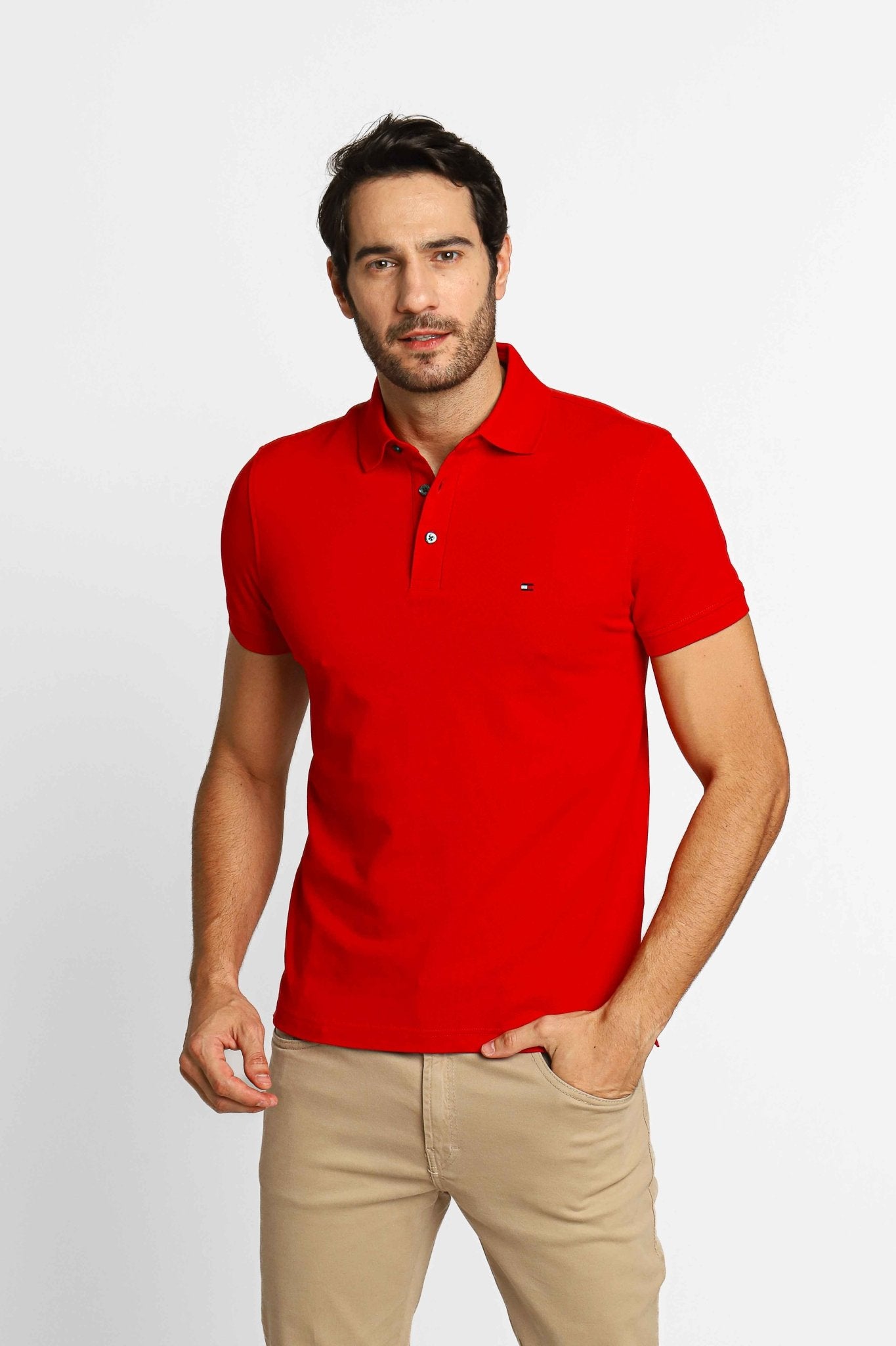 Polo Masculina Slim Fit Tommy Hilfiger Vermelho - Henri Store