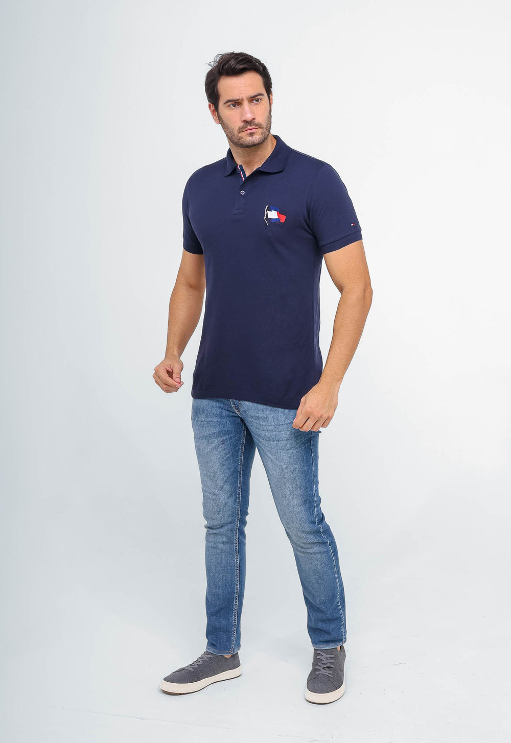 Polo Masculina Tommy Hilfiger Bandeira Estilizada - Henri Store