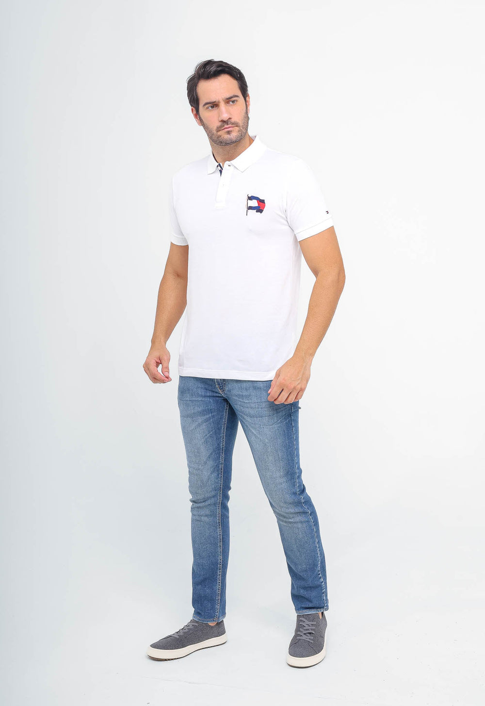 Polo Masculina Tommy Hilfiger Bandeira Estilizada - Henri Store