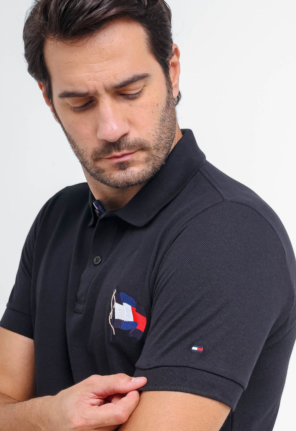 Polo Masculina Tommy Hilfiger Bandeira Estilizada - Henri Store