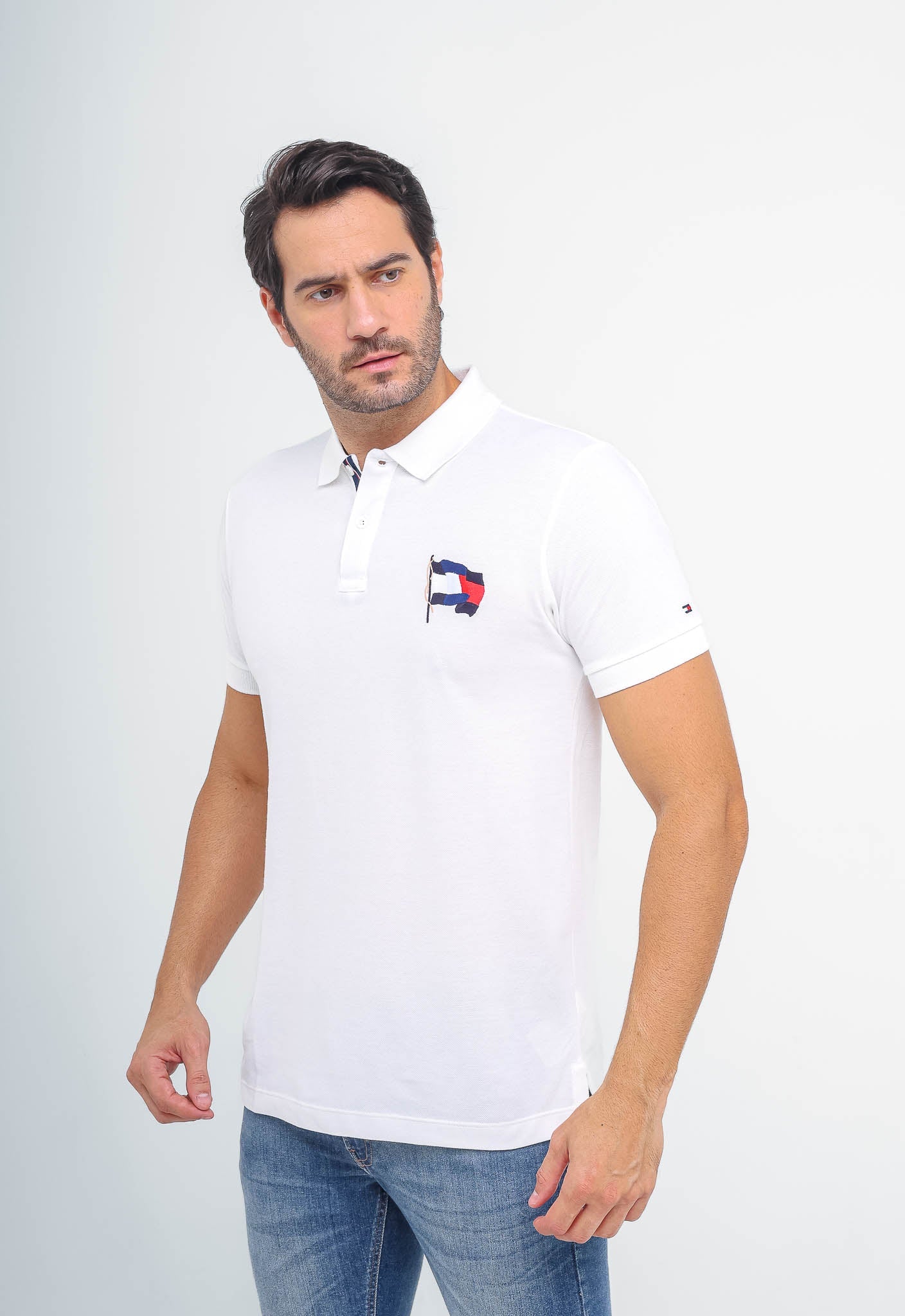 Polo Masculina Tommy Hilfiger Bandeira Estilizada - Henri Store