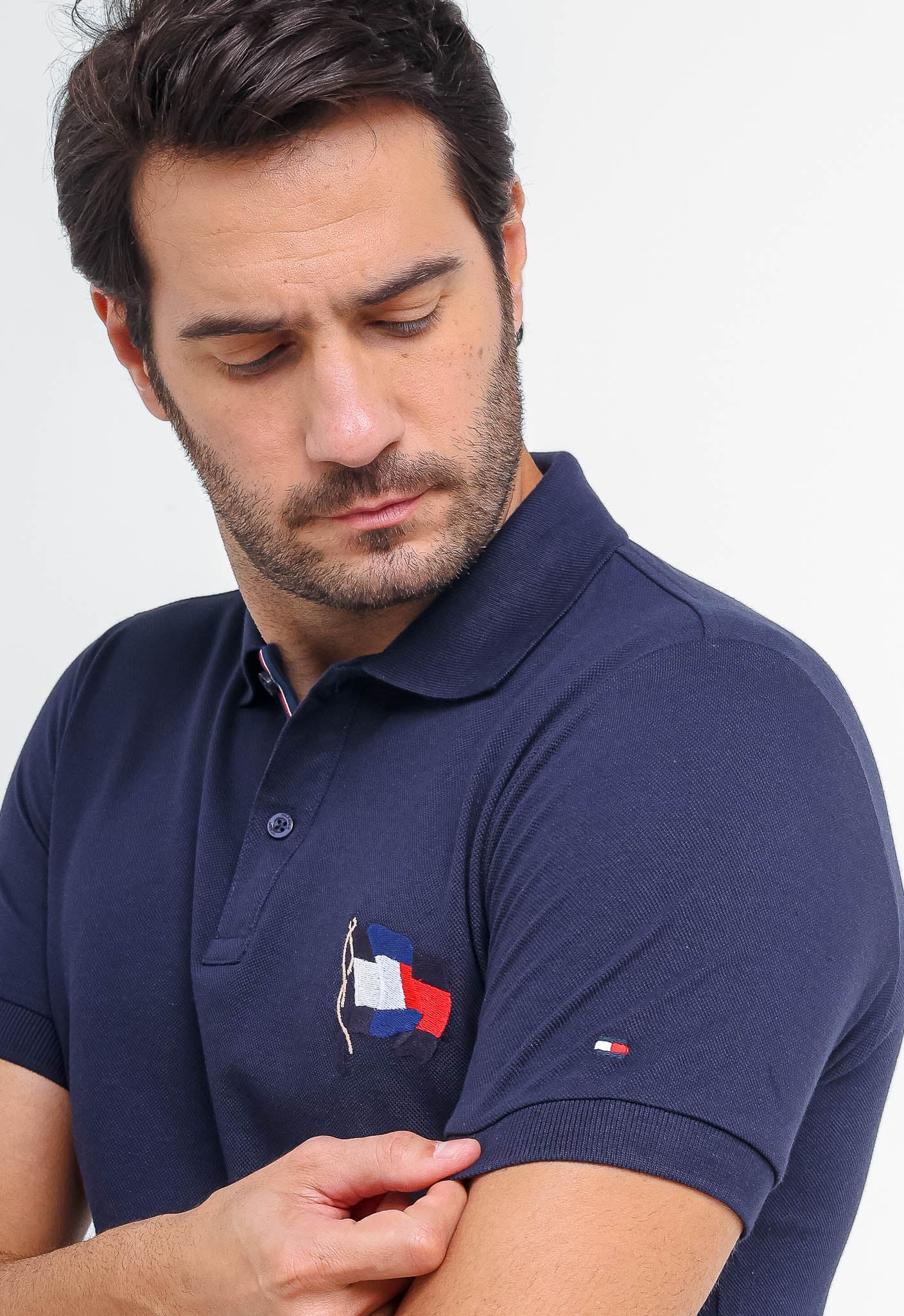 Polo Masculina Tommy Hilfiger Bandeira Estilizada - Henri Store