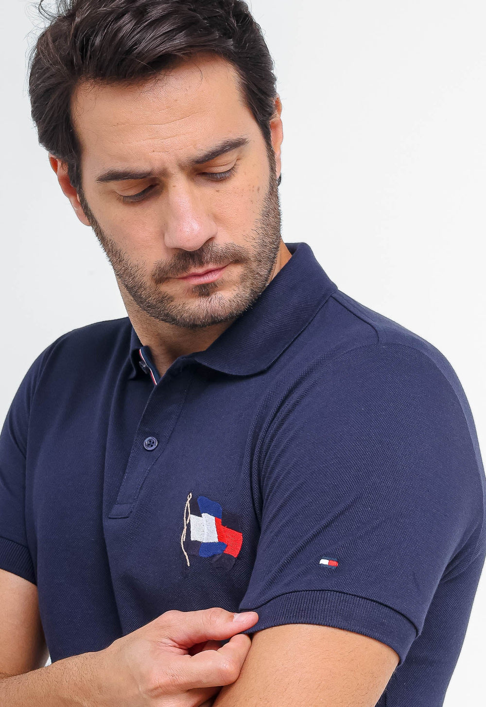Polo Masculina Tommy Hilfiger Bandeira Estilizada - Henri Store