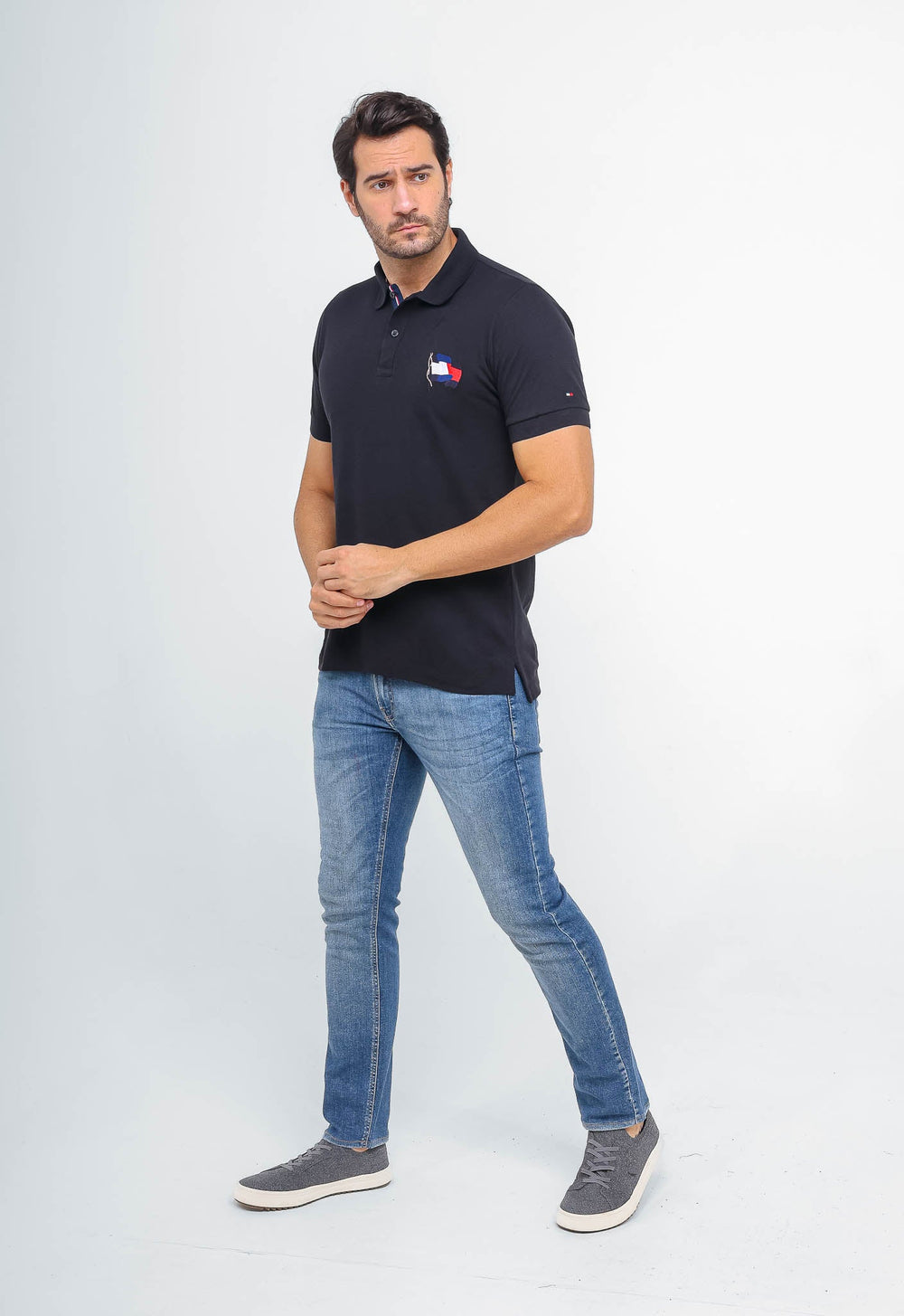 Polo Masculina Tommy Hilfiger Bandeira Estilizada - Henri Store