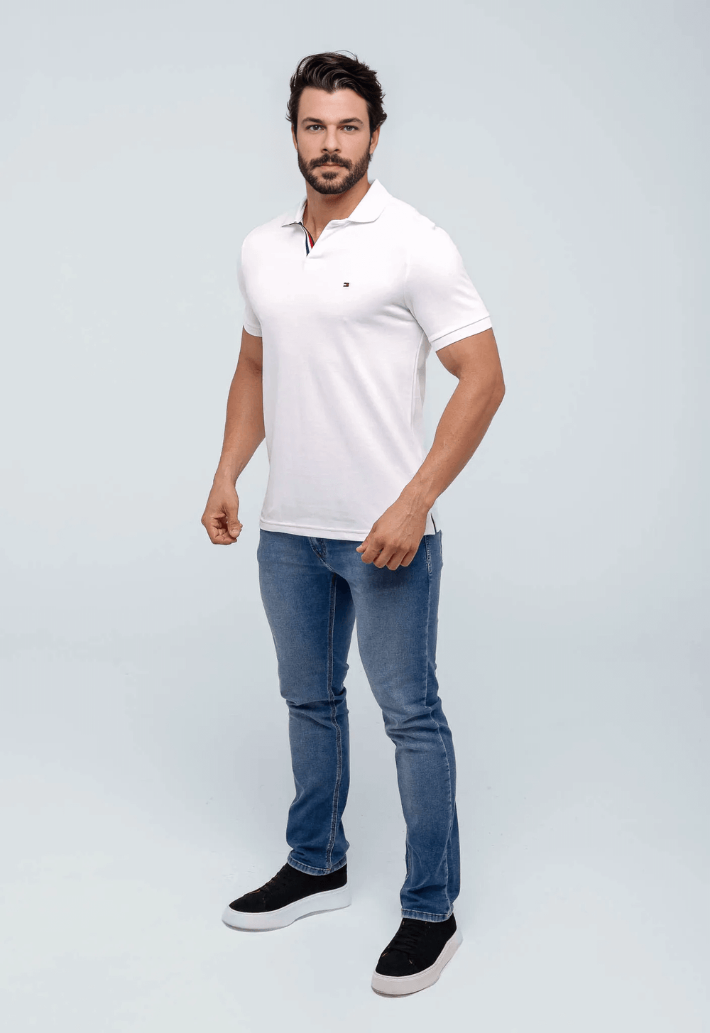 Polo Masculina Tommy Hilfiger Básica Friso Central - Henri Store