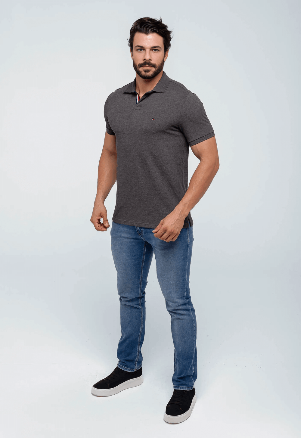 Polo Masculina Tommy Hilfiger Básica Friso Central - Henri Store