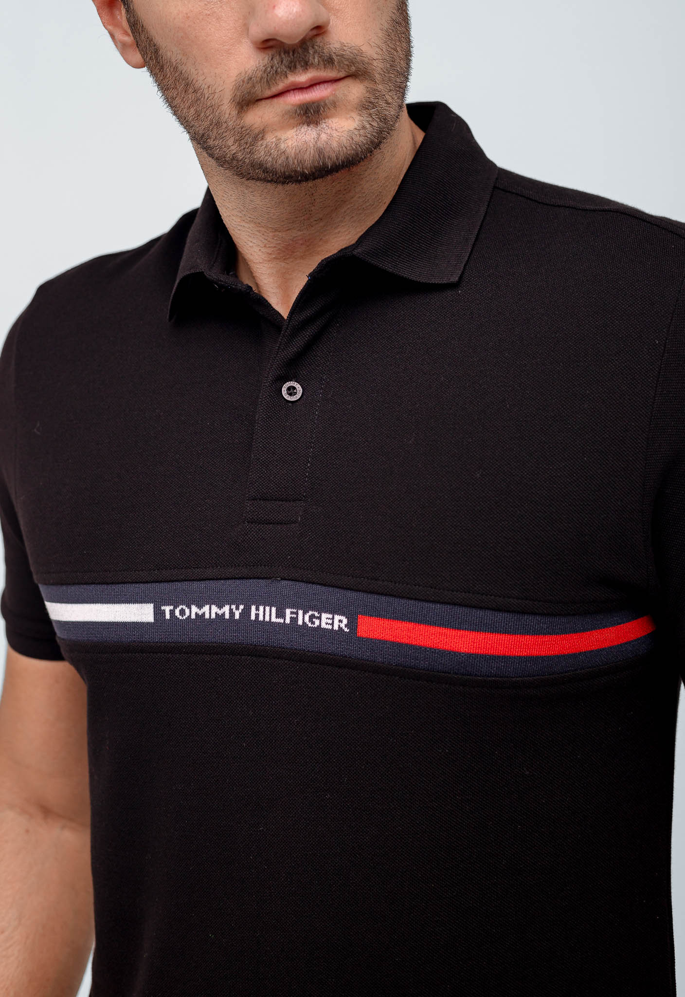 Polo Masculina Tommy Hilfiger Logo Faixa Peito - Henri Store