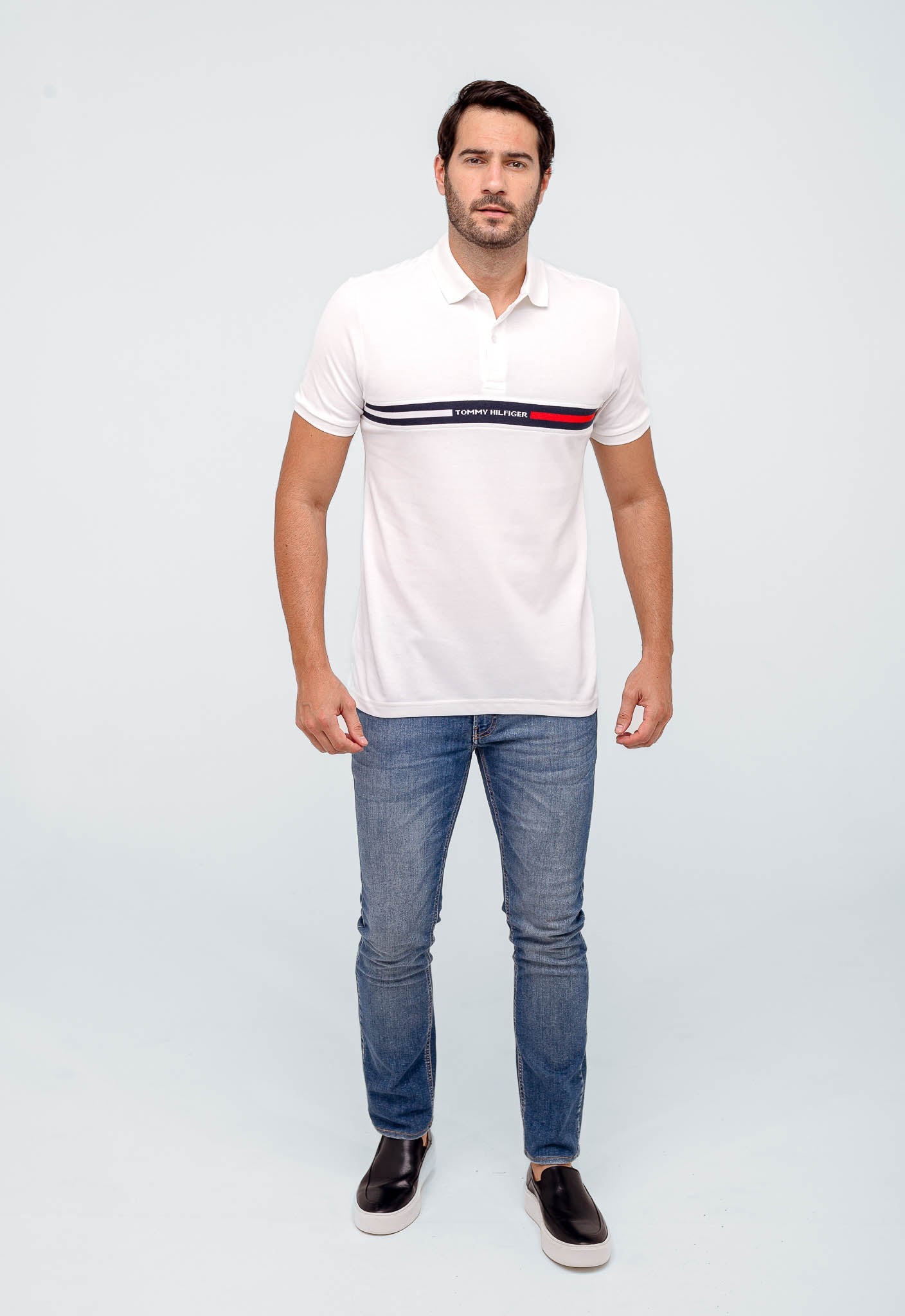 Polo Masculina Tommy Hilfiger Logo Faixa Peito - Henri Store