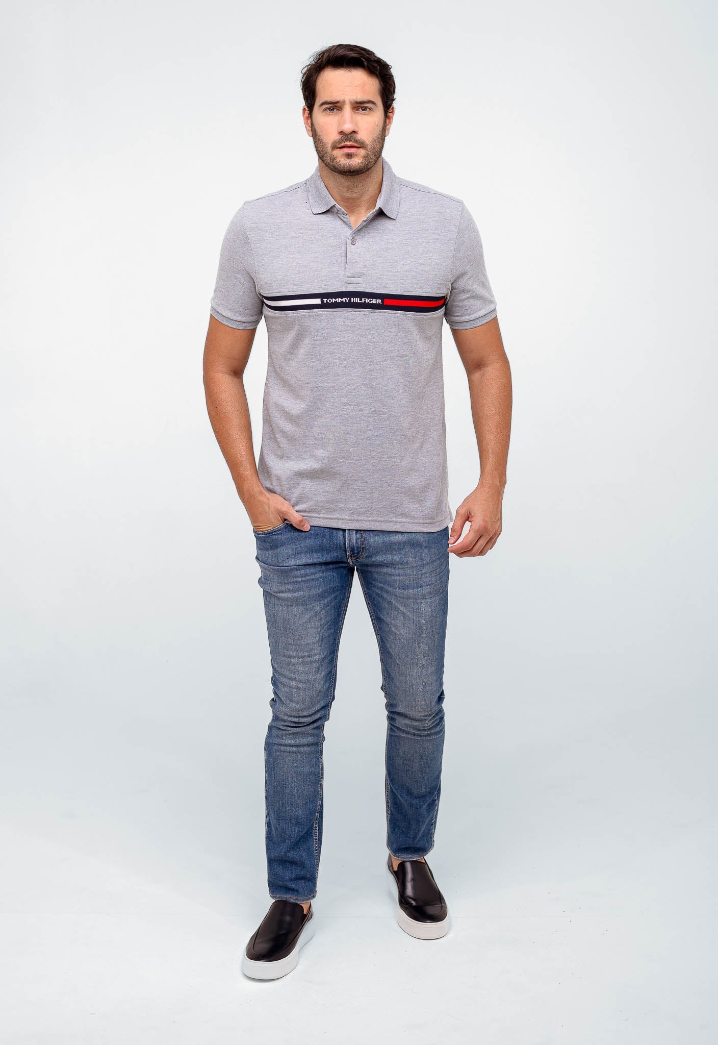 Polo Masculina Tommy Hilfiger Logo Faixa Peito - Henri Store