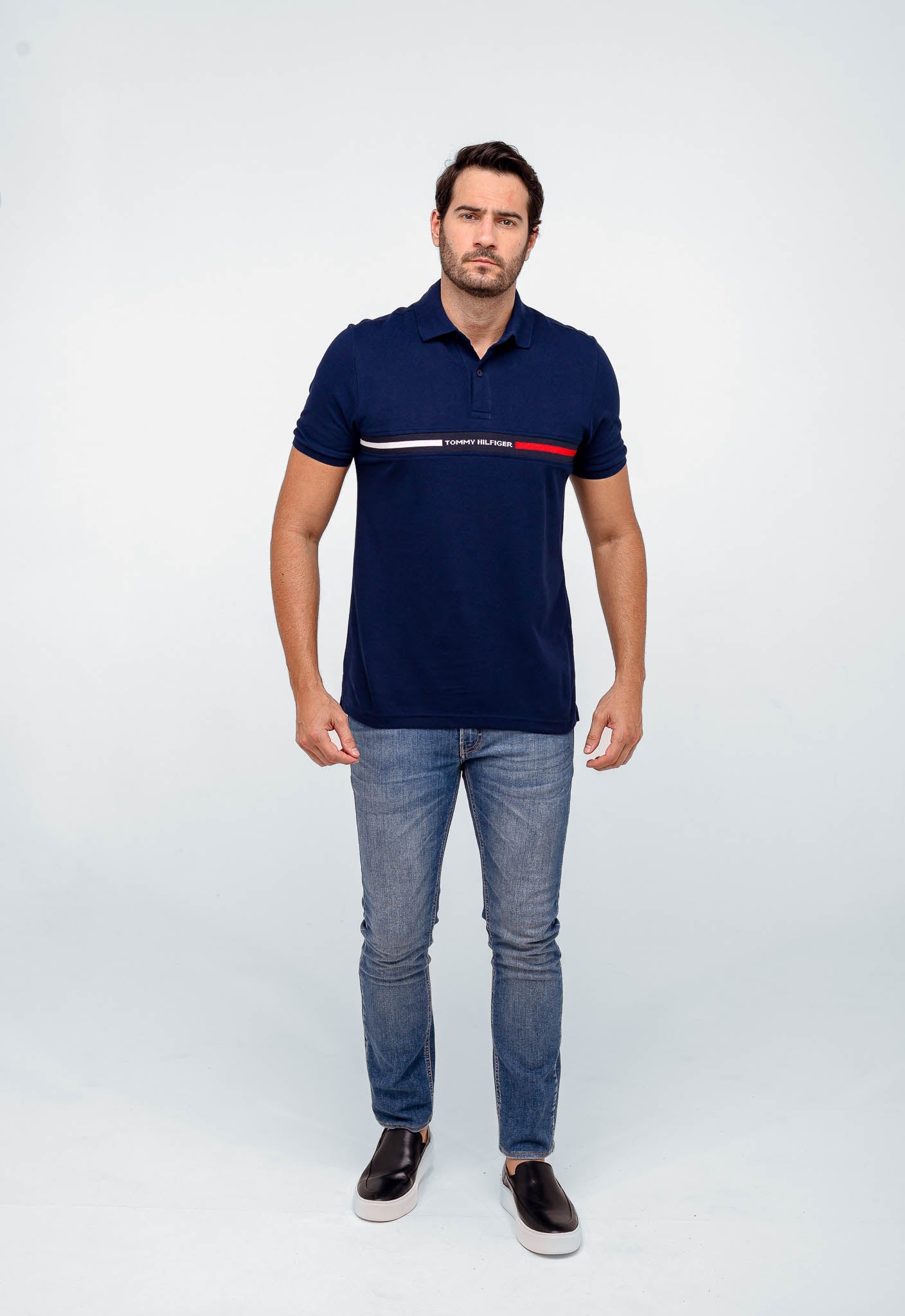 Polo Masculina Tommy Hilfiger Logo Faixa Peito - Henri Store