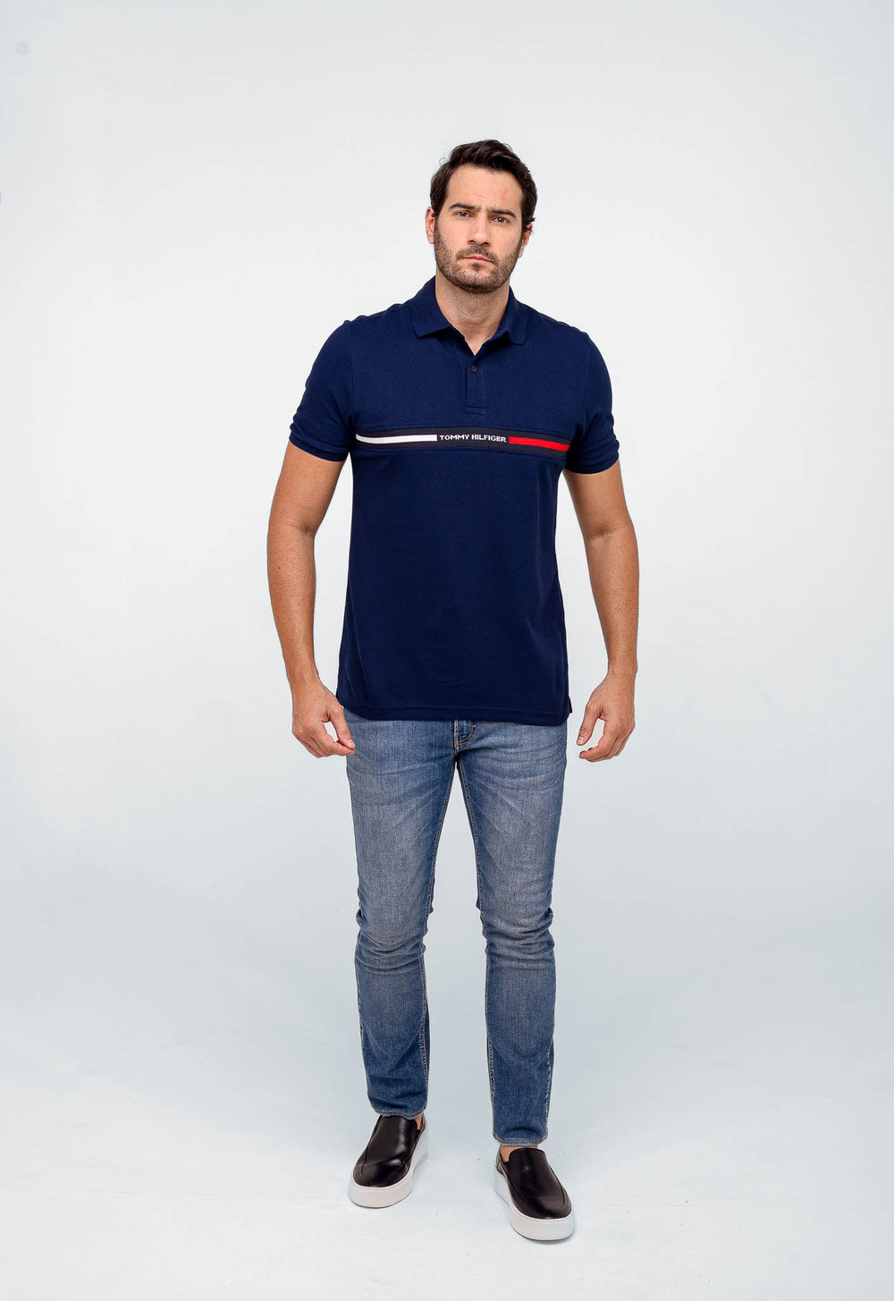 Polo Masculina Tommy Hilfiger Logo Faixa Peito - Henri Store