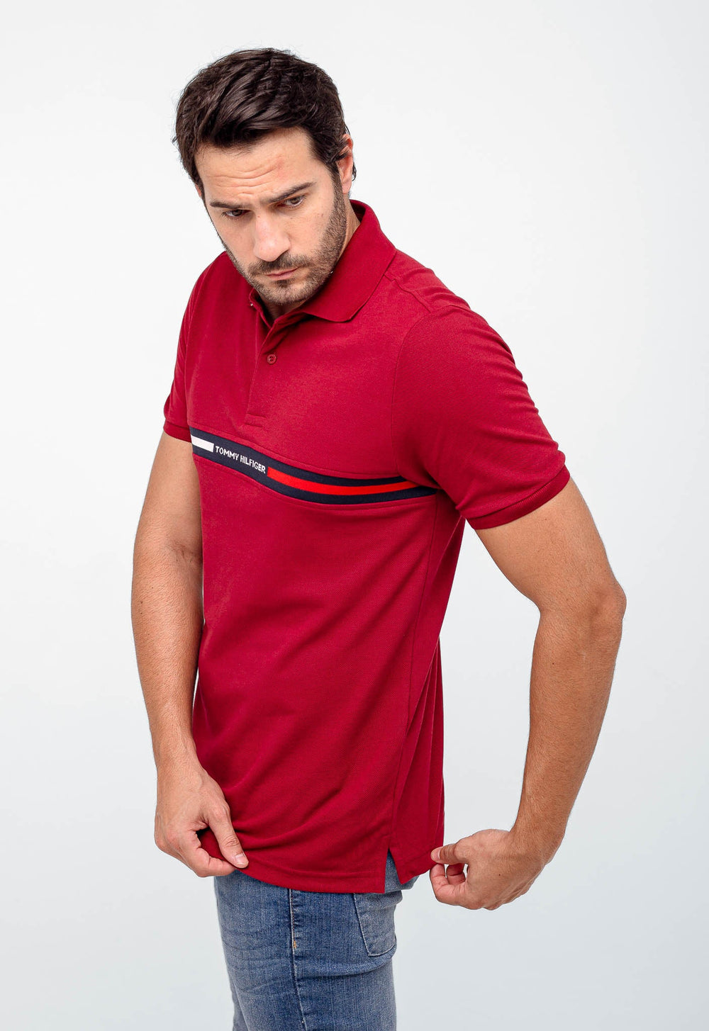 Polo Masculina Tommy Hilfiger Logo Faixa Peito - Henri Store