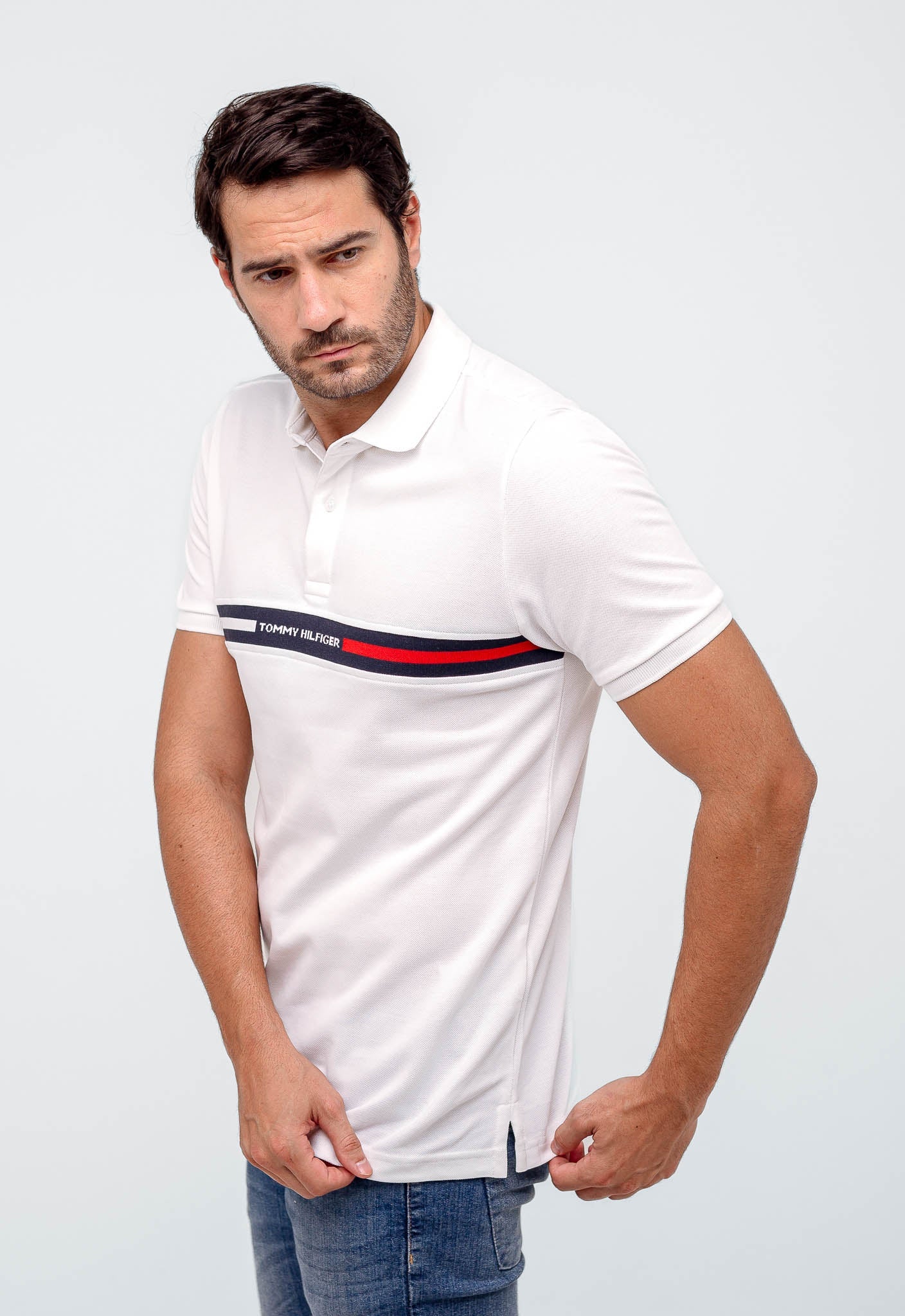 Polo Masculina Tommy Hilfiger Logo Faixa Peito - Henri Store