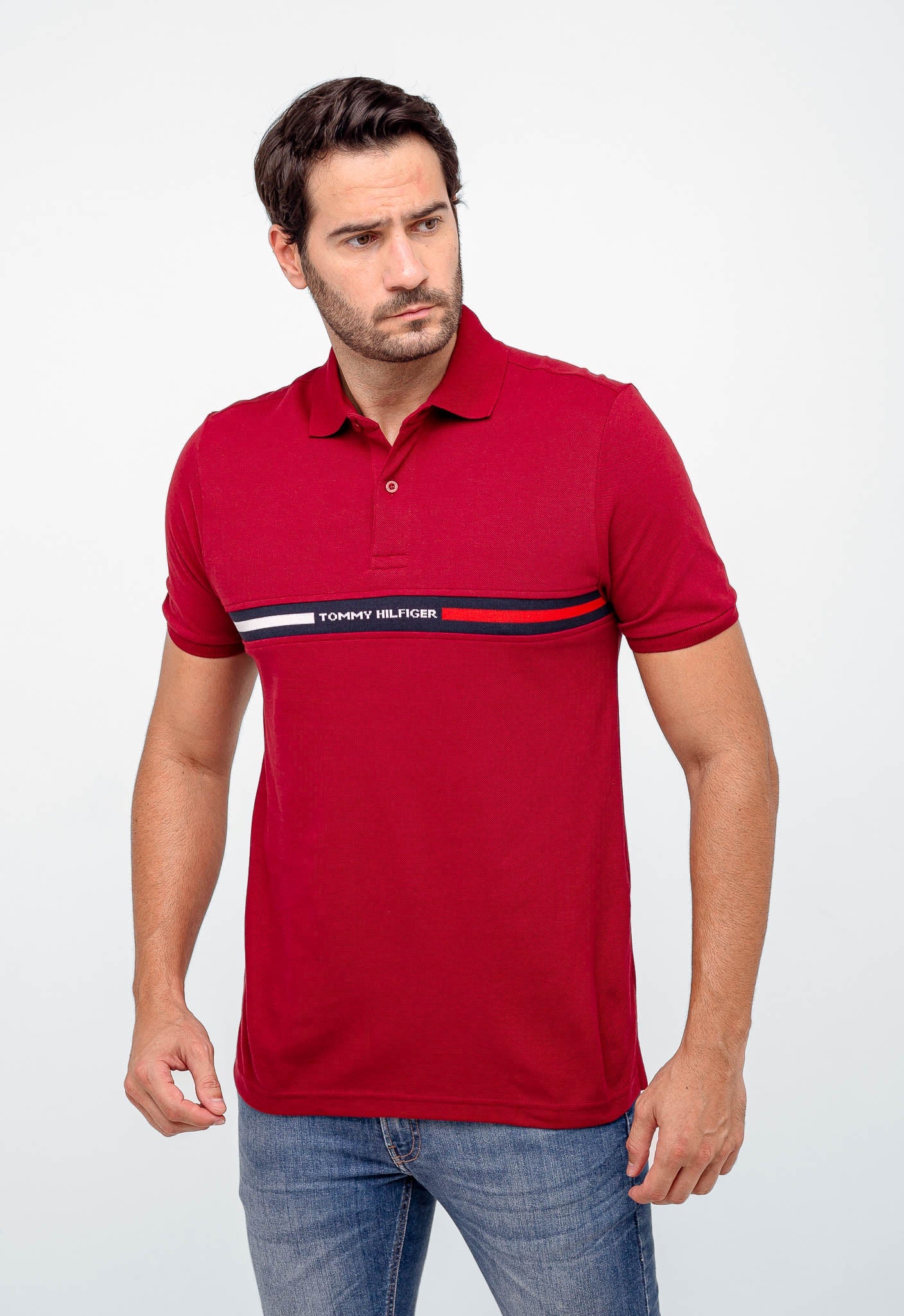 Polo Masculina Tommy Hilfiger Logo Faixa Peito - Henri Store