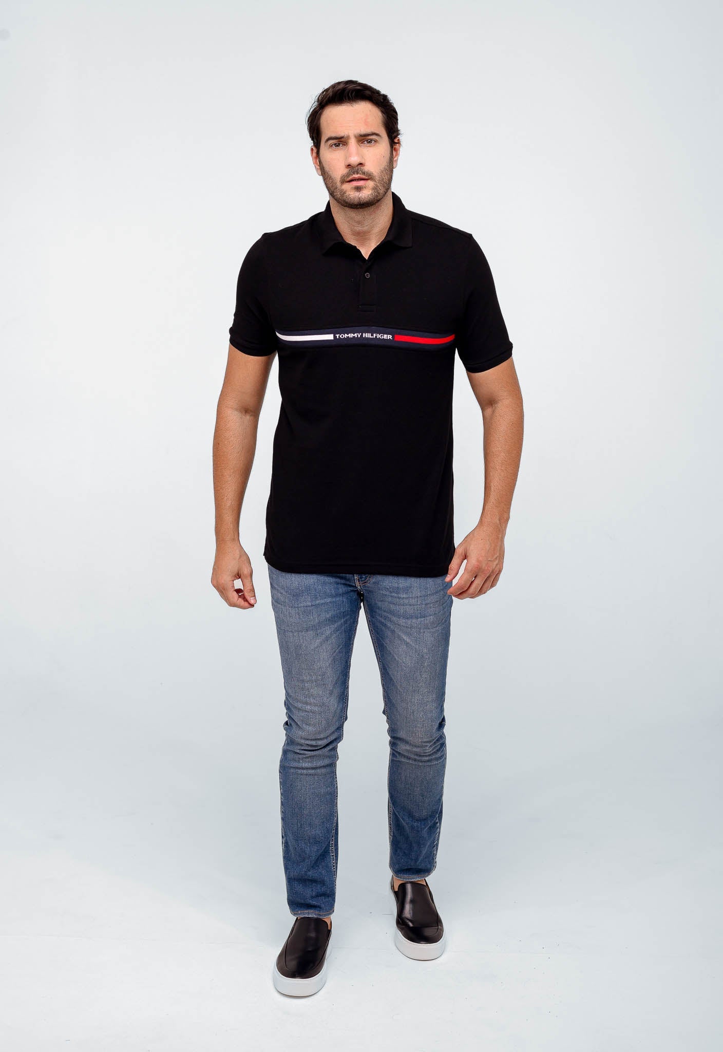 Polo Masculina Tommy Hilfiger Logo Faixa Peito - Henri Store