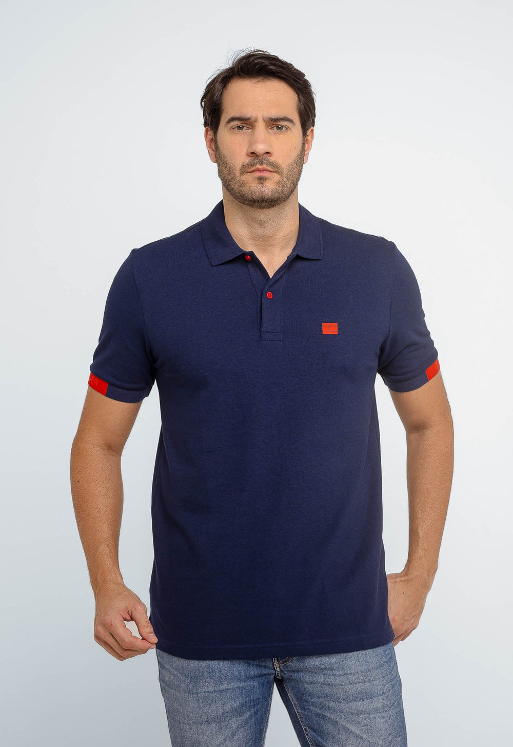 Polo Masculina Tommy Hilfiger Logo Manga - Henri Store