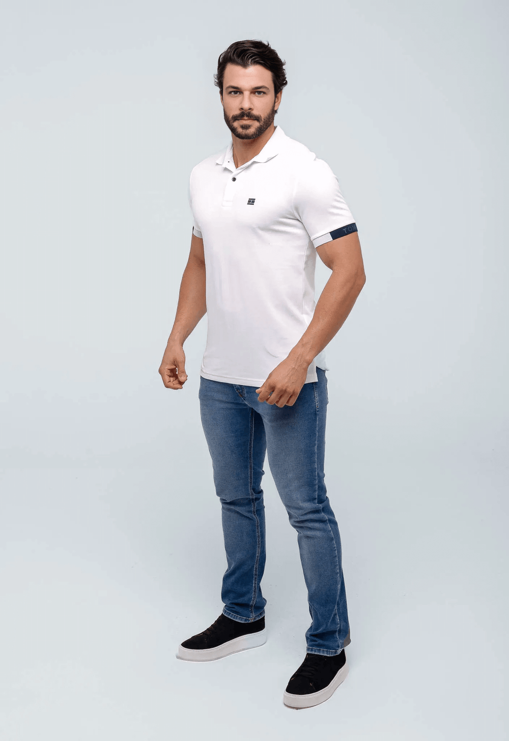 Polo Masculina Tommy Hilfiger Logo Manga - Henri Store