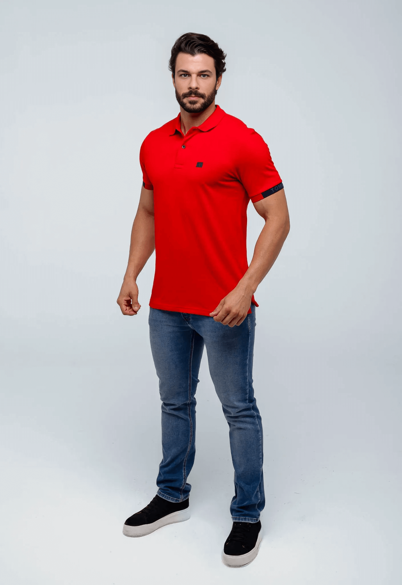 Polo Masculina Tommy Hilfiger Logo Manga - Henri Store