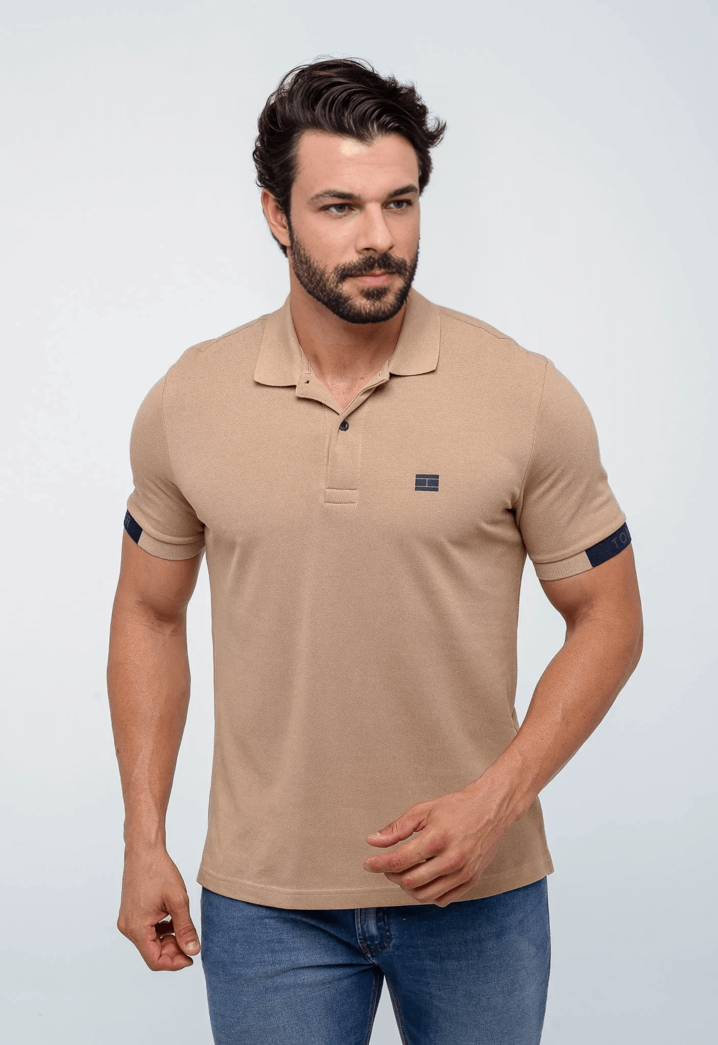 Polo Masculina Tommy Hilfiger Logo Manga - Henri Store