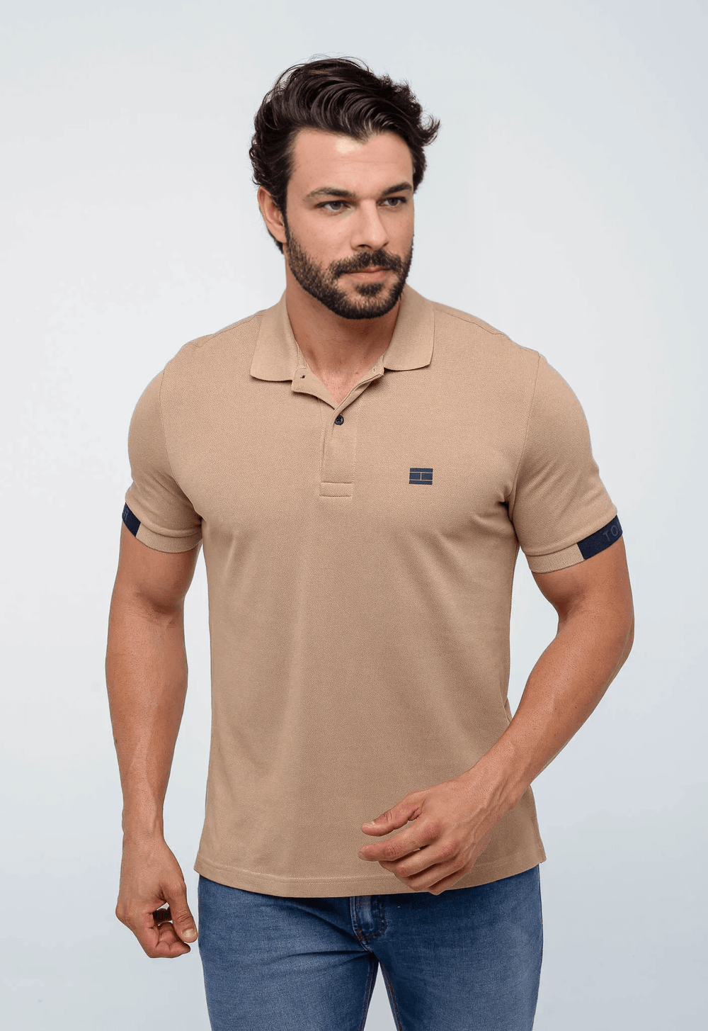 Polo Masculina Tommy Hilfiger Logo Manga - Henri Store