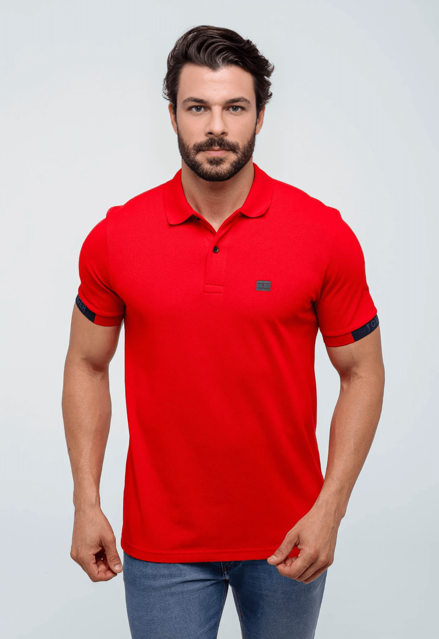Polo Masculina Tommy Hilfiger Logo Manga - Henri Store