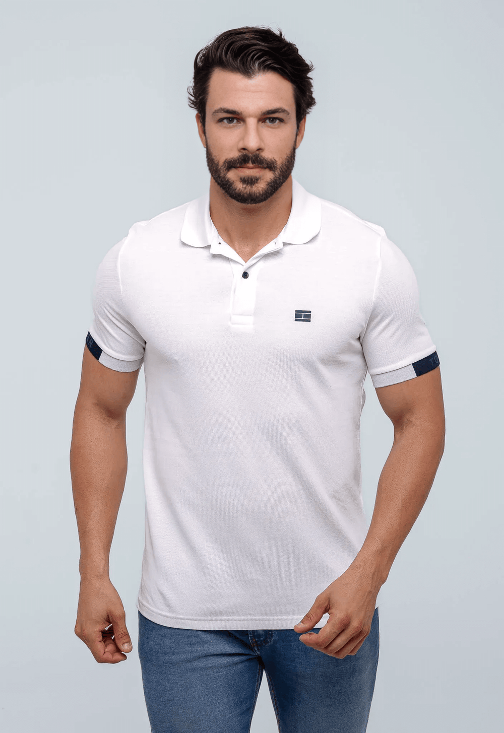 Polo Masculina Tommy Hilfiger Logo Manga - Henri Store