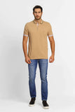 Polo Masculina Tommy Hilfiger Logo Punho Bege - Henri Store