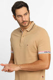 Polo Masculina Tommy Hilfiger Logo Punho Bege - Henri Store
